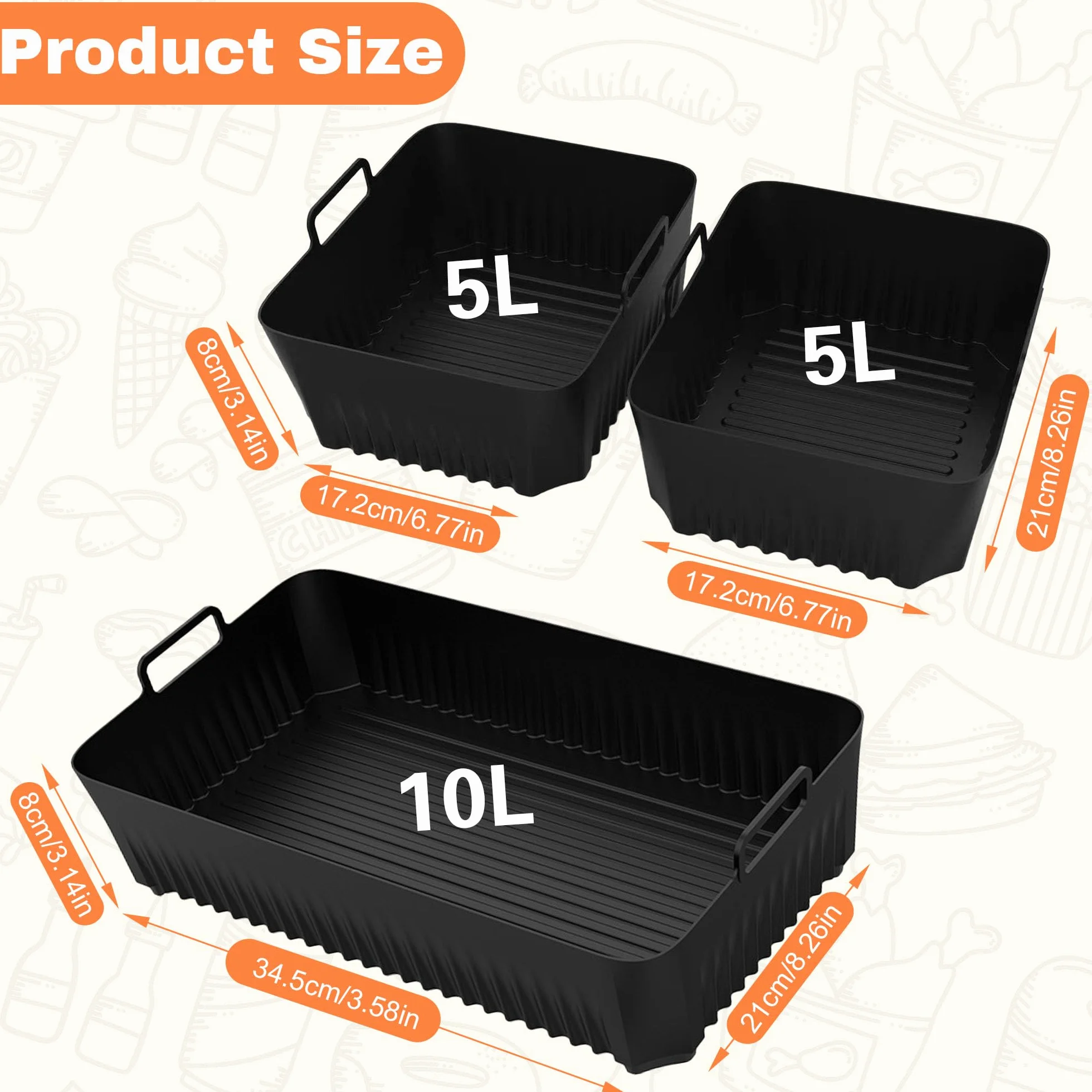 Silikonowa forma Air Fryer do Cosori Air Fryer 10 l Twinfry, 3 szt. Akcesoria do formy Air Fryer Air Fryer do Airfryer Cosori 10L