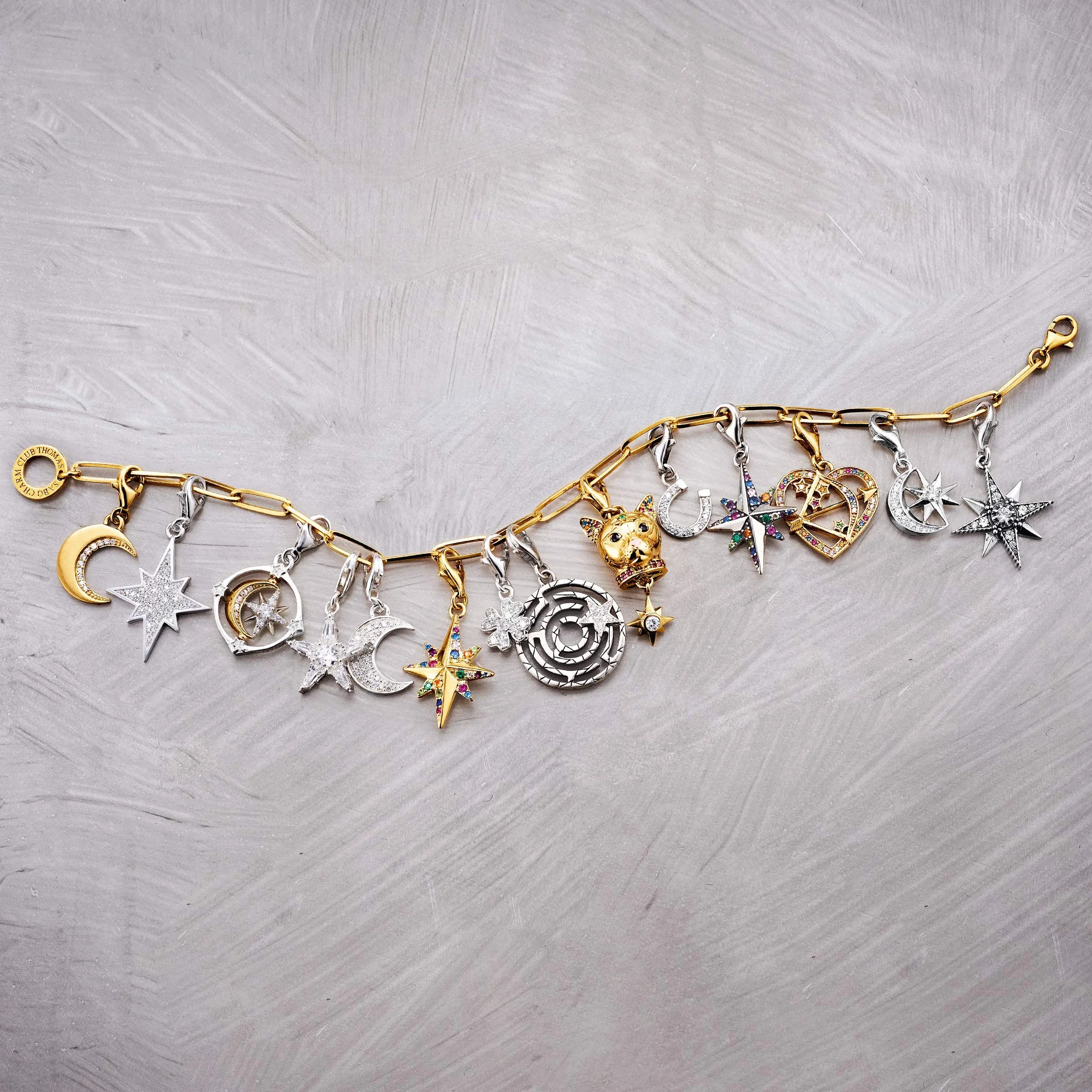 Thomas Sabo Damen-Charm-Anhänger Kleeblatt Sterling-Silber mit Karabinerverschluss 0884-001-12