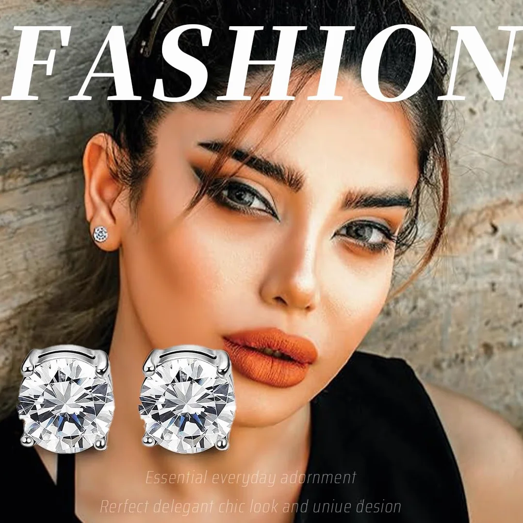 3 pary magnetycznych kolczyków ze stali nierdzewnej dla mężczyzn i kobiet unisex bez przekłuwania fałszywych magnesów zestaw kolczyków, 6/8 mm, srebrny, M, Stal nierdzewna