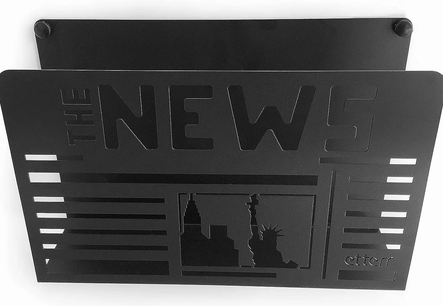 Design Metal Wall Magazine Archiwizator metalowy organizator. (News, Czarny)
