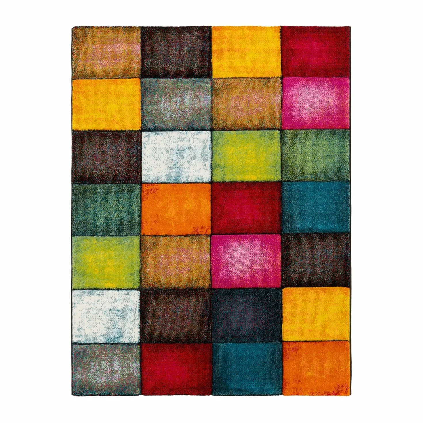 Dywan Krótkie Włosie Cętkowany 3D Geometryczny Nowoczesny Kolorowy 60x110 cm Szary Czerwony Żółty