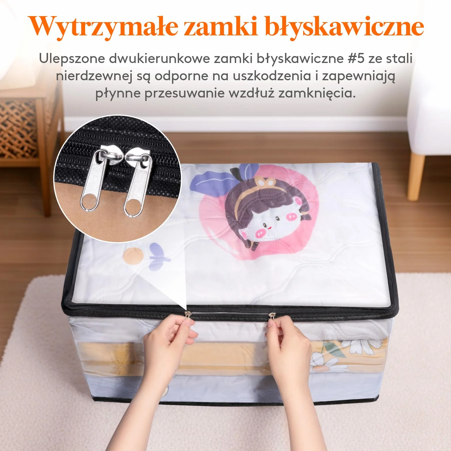 Lifewit Zestaw 6 przezroczystych toreb do przechowywania 60 l PVC składane