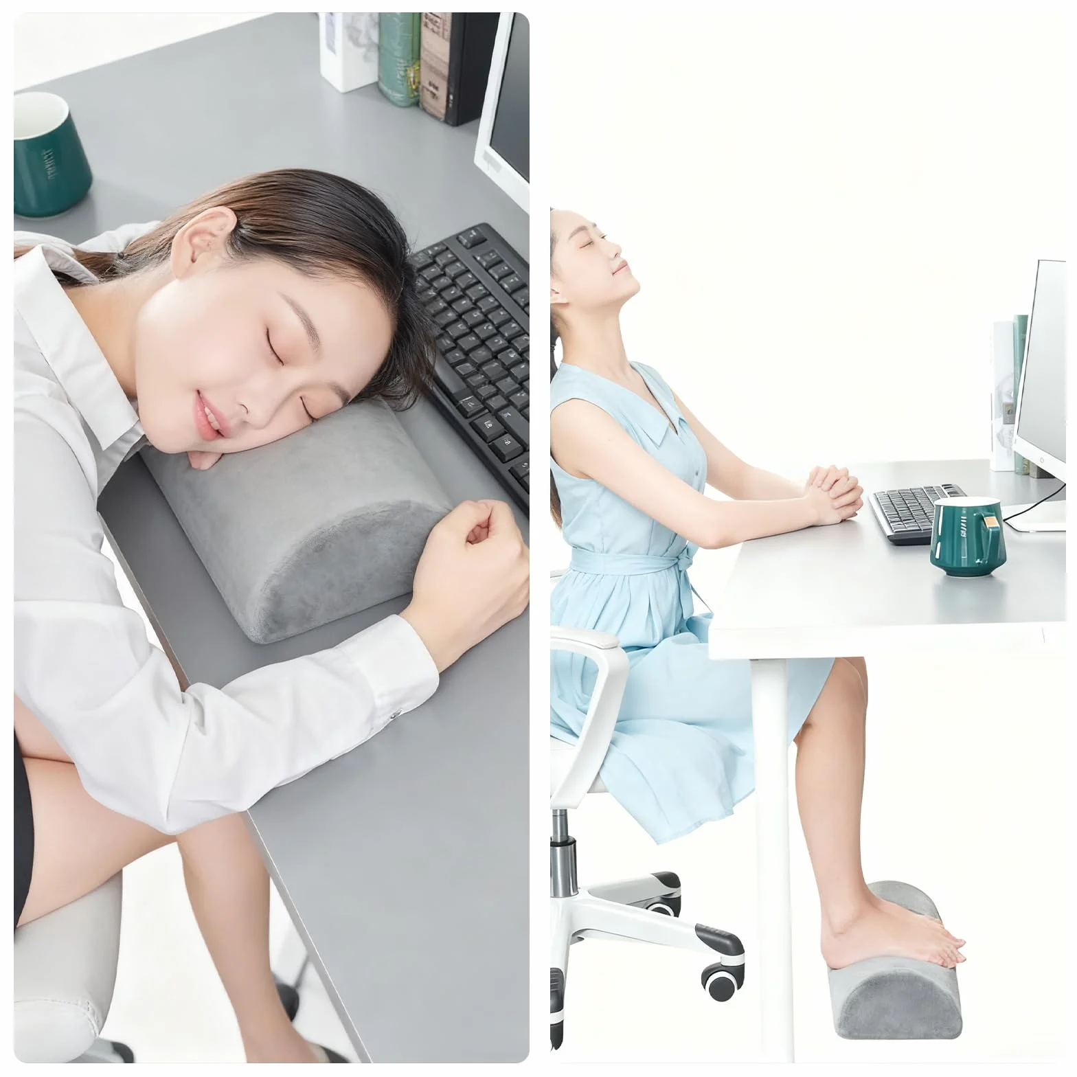 Poduszka na kolana w nocy, ergonomiczna poduszka z pianki z pamięcią kształtu, półcylindryczne poduszki do spania, łagodzi ból pleców i bioder, dla osób śpiących na plecach