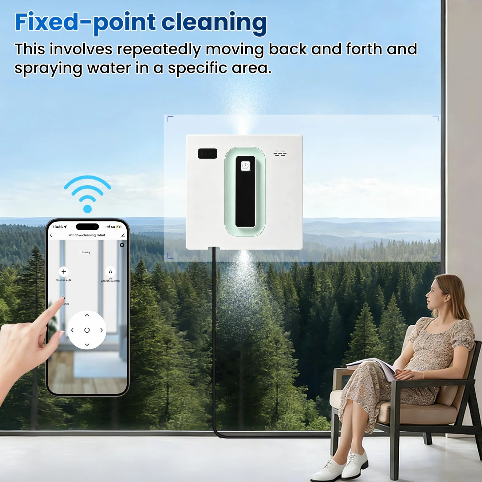 Robot do czyszczenia okien kwadratowy silnik bezszczotkowy podwójny strumień wody UPS 650 mAh