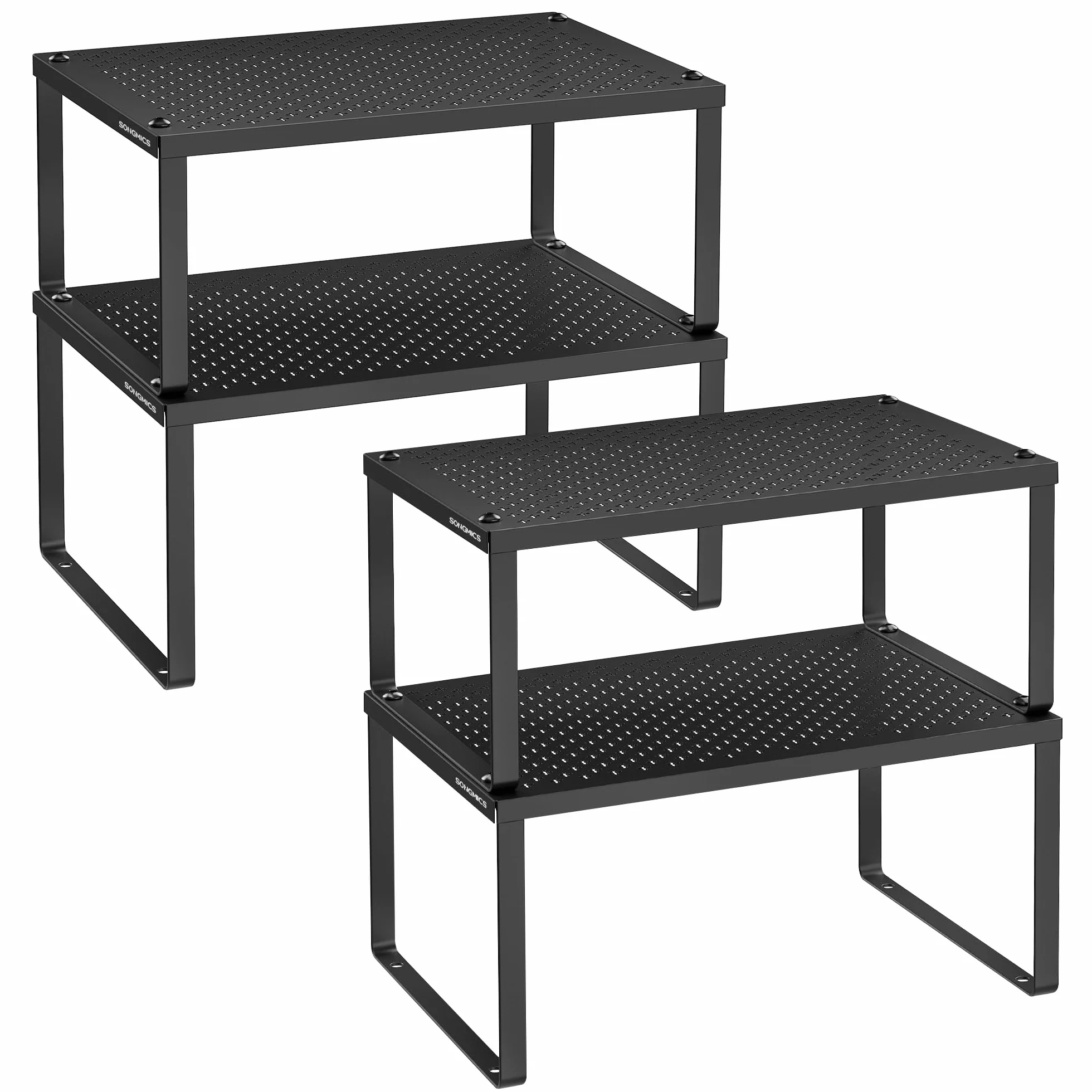 SONGMICS Zestaw 4 półek na przyprawy Metalowy Czarny KCS006B01