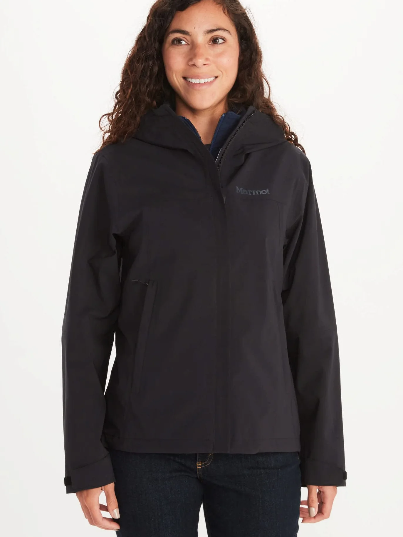 Marmot Kobiety Wm's PreCip Eco Pro Jacket, Wodoodporna kurtka przeciwdeszczowa, oddychający płaszcz przeciwdeszczowy, składana wiatrówka hardshell, idealna na trekking, Black, M