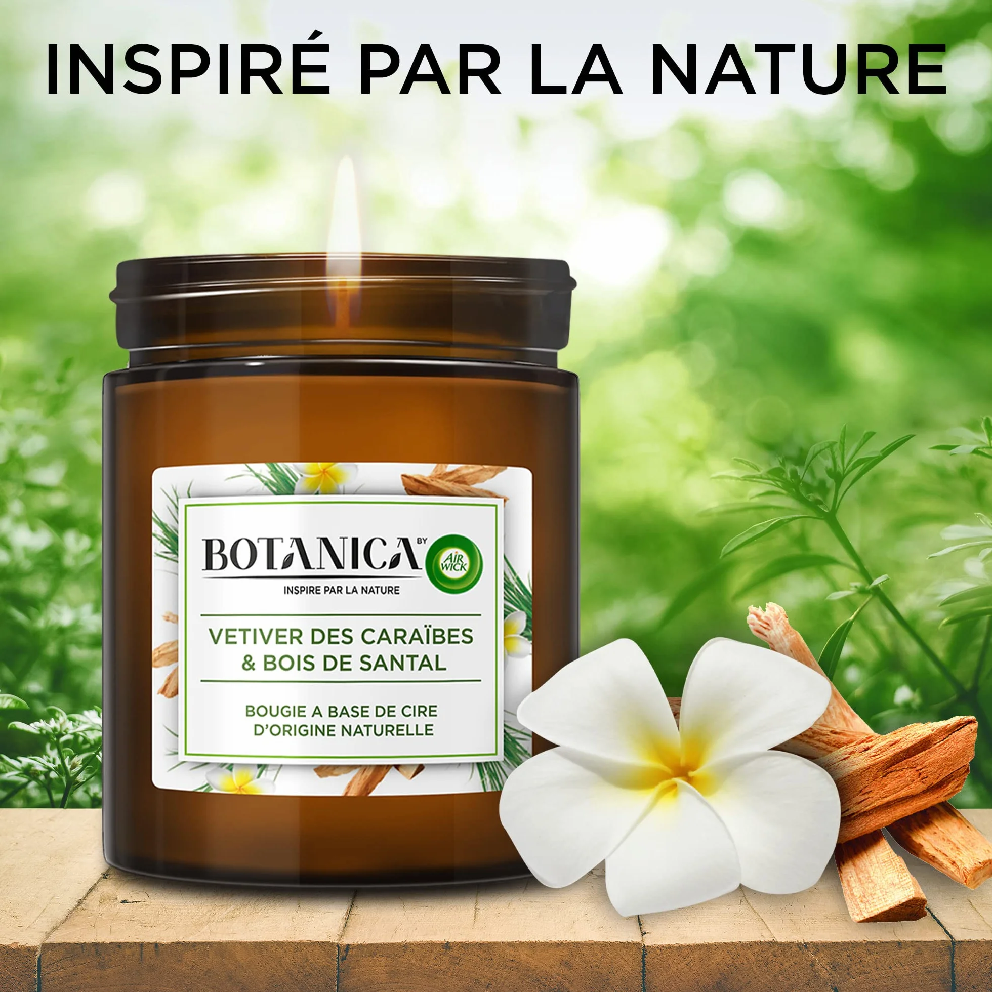 Botanica by Air Wick świeca zapachowa słodka trawa drzewo sandałowe 500 g