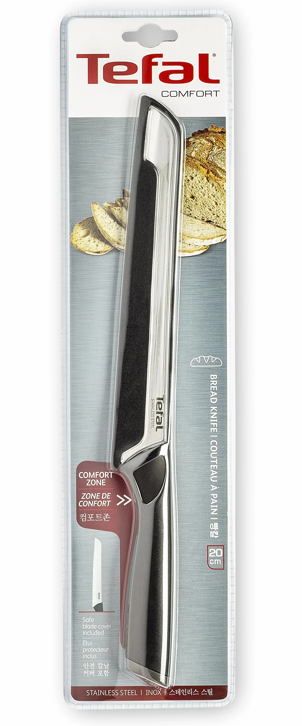 Tefal nóż do chleba 20 cm czarny