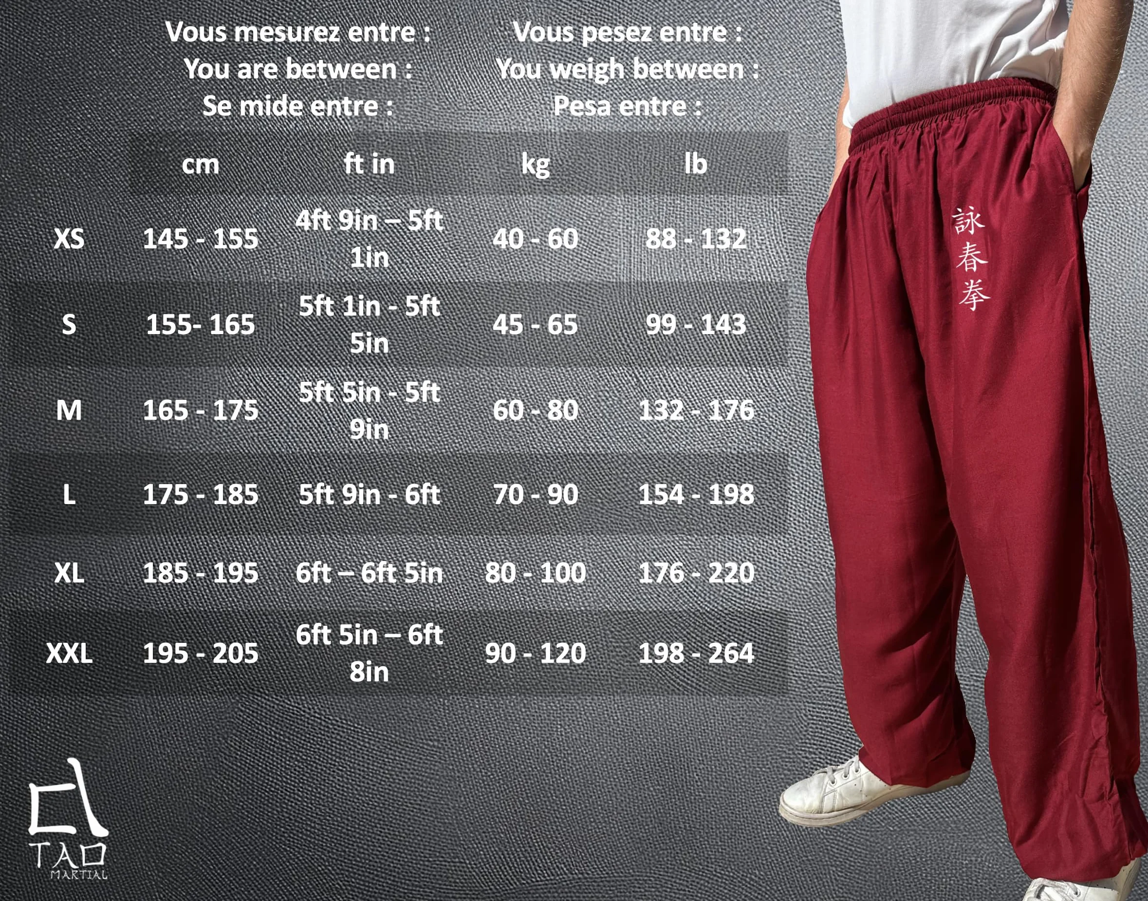 TAO MARTIAL Kung Fu Style Tai Chi i Wing Chun Spodnie z Luźnymi Kieszeniami Wiskoza, V3, Czarny Kung Fu, S (155-165cm)