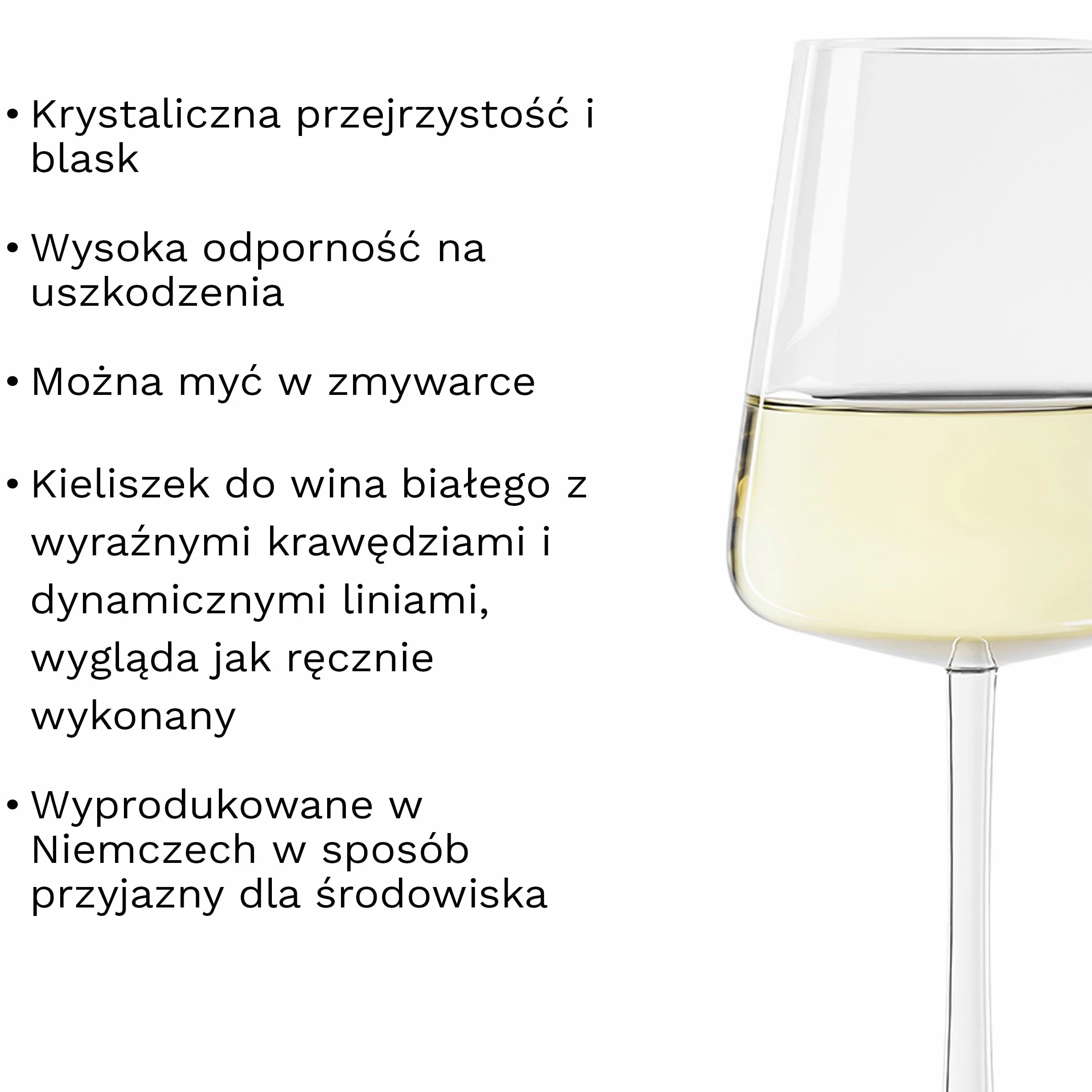 Stölzle Lausitz Kieliszki do Białego Wina Power Zestaw 6 Szt. 400 ml – Kryształowe, Wytrzymałe, Można Myć w Zmywarce