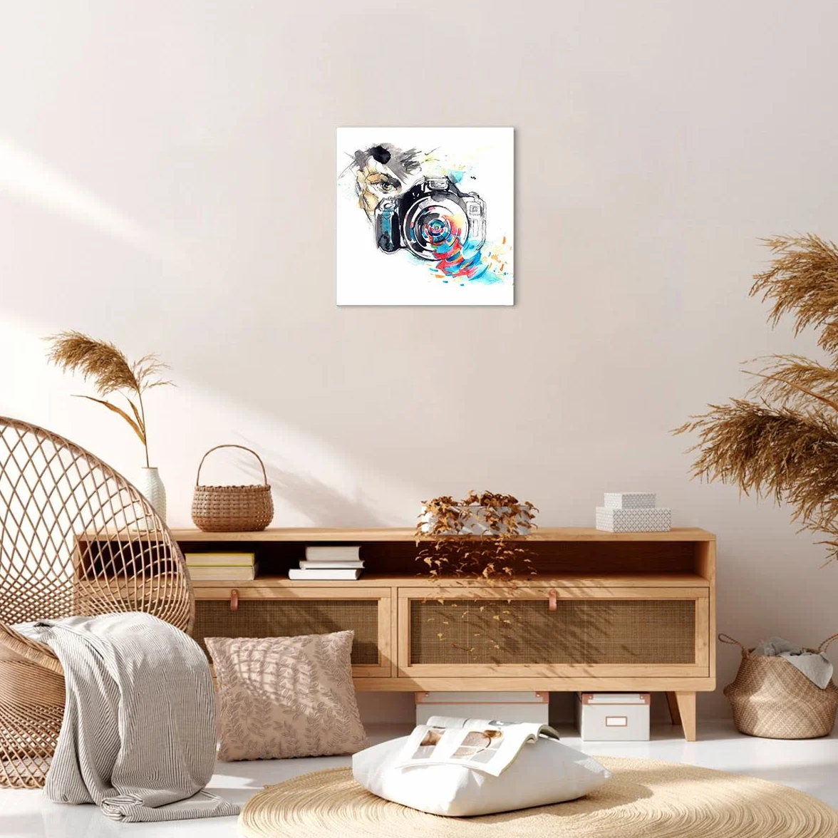 ARTTOR Obraz na płótnie w ramie Fotograf Aparat ostrość hobby Nowoczesny 40x40cm Dekoracja ścienna Salon Sypialnia Kuchnia Deko Obrazy Art Foto Mały Sztuka na ścianę Wall Decor Canvas AC40x40-3022