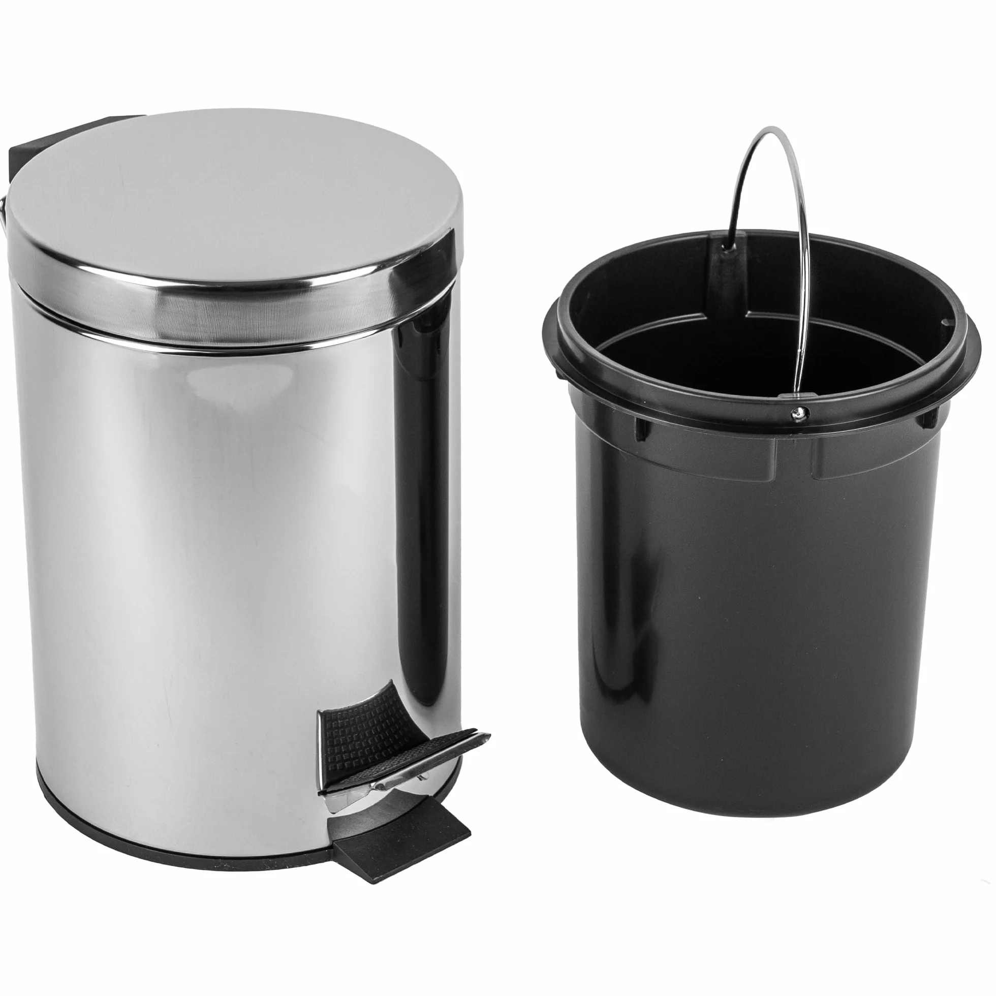 KARL HAUSMANN Metalowy Kosz na Śmieci - 3L - z Pokrywą i Pedałem - Stal Nierdzewna - Wyjmowany Wkład - Antypoślizgowa Podstawa - Do Łazienki i Kuchni - Elegancki Design