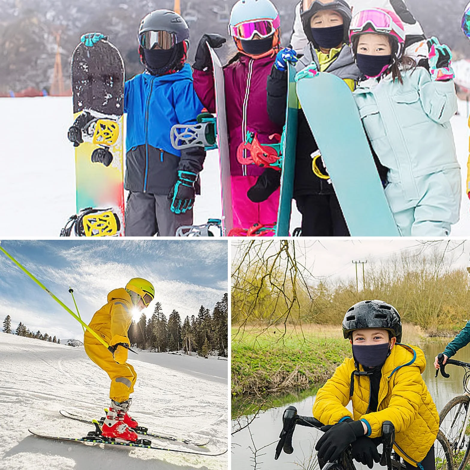 BWBIKE Kids Balaclava 6-13 lat, ciepła, wiatroszczelna, polarowa maska narciarska do jazdy na rowerze, jazdy na nartach i sportów na świeżym powietrzu, ochrona twarzy pod kask, dla chłopców i