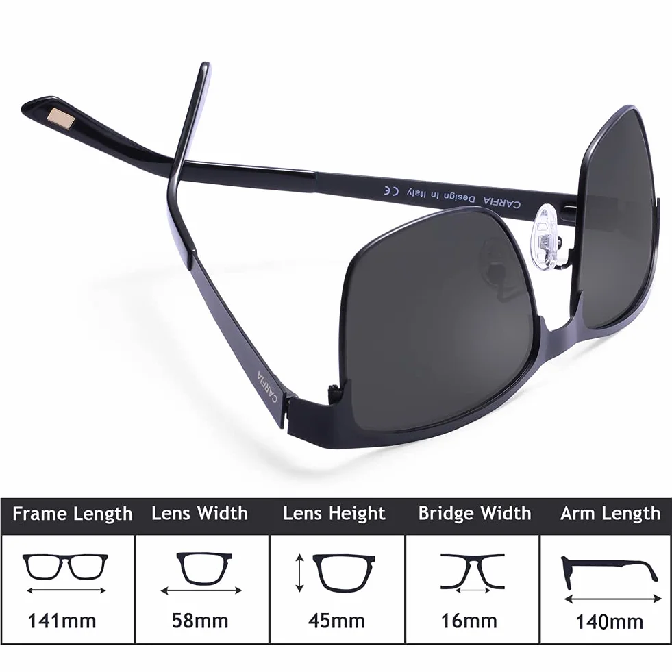 CARFIA męskie okulary przeciwsłoneczne z polaryzacją, klasyczna metalowa oprawka Premium, UV 400, okulary dla kierowców, okulary sportowe