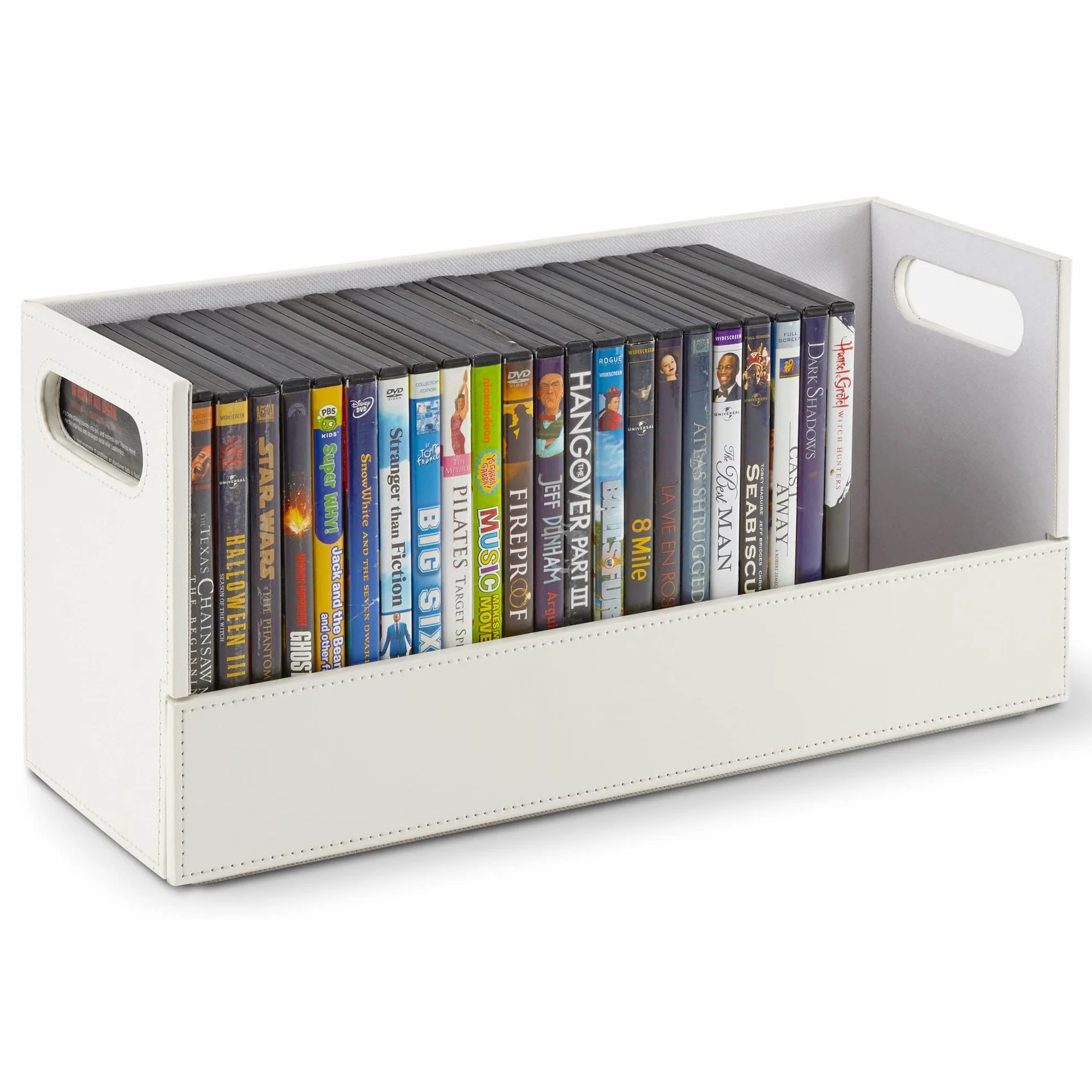 Stock Your Home Pudełko do przechowywania DVD, organizer na półkę filmową na Blu-Ray, etui na gry wideo, płyty CD, stojak na taśmę VHS, uchwyt na płyty, może pomieścić do 28 płyt DVD, sztuczna skóra