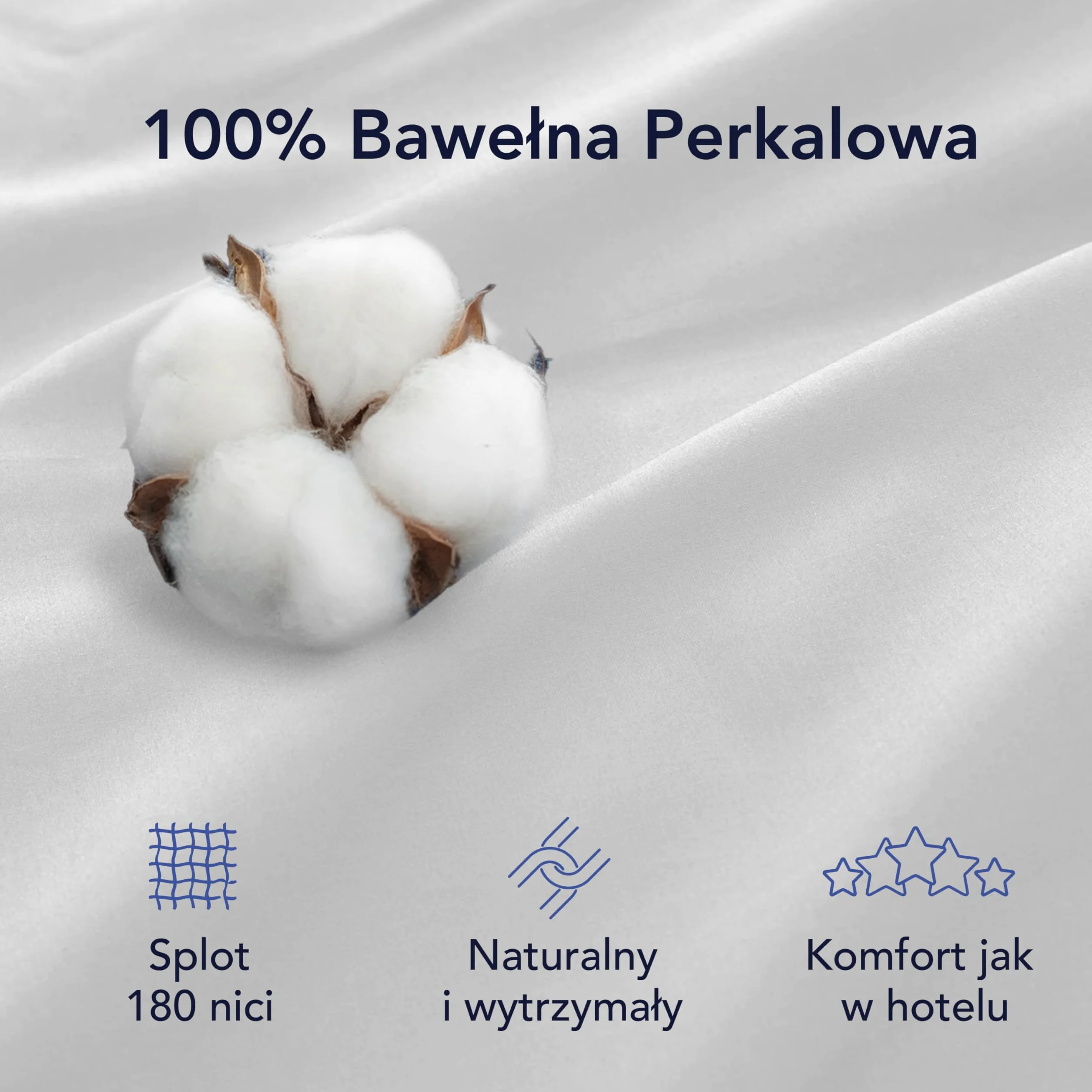 Dreamzie Zestaw pościelowy 155x220 Bawełna perkalowa Biały
