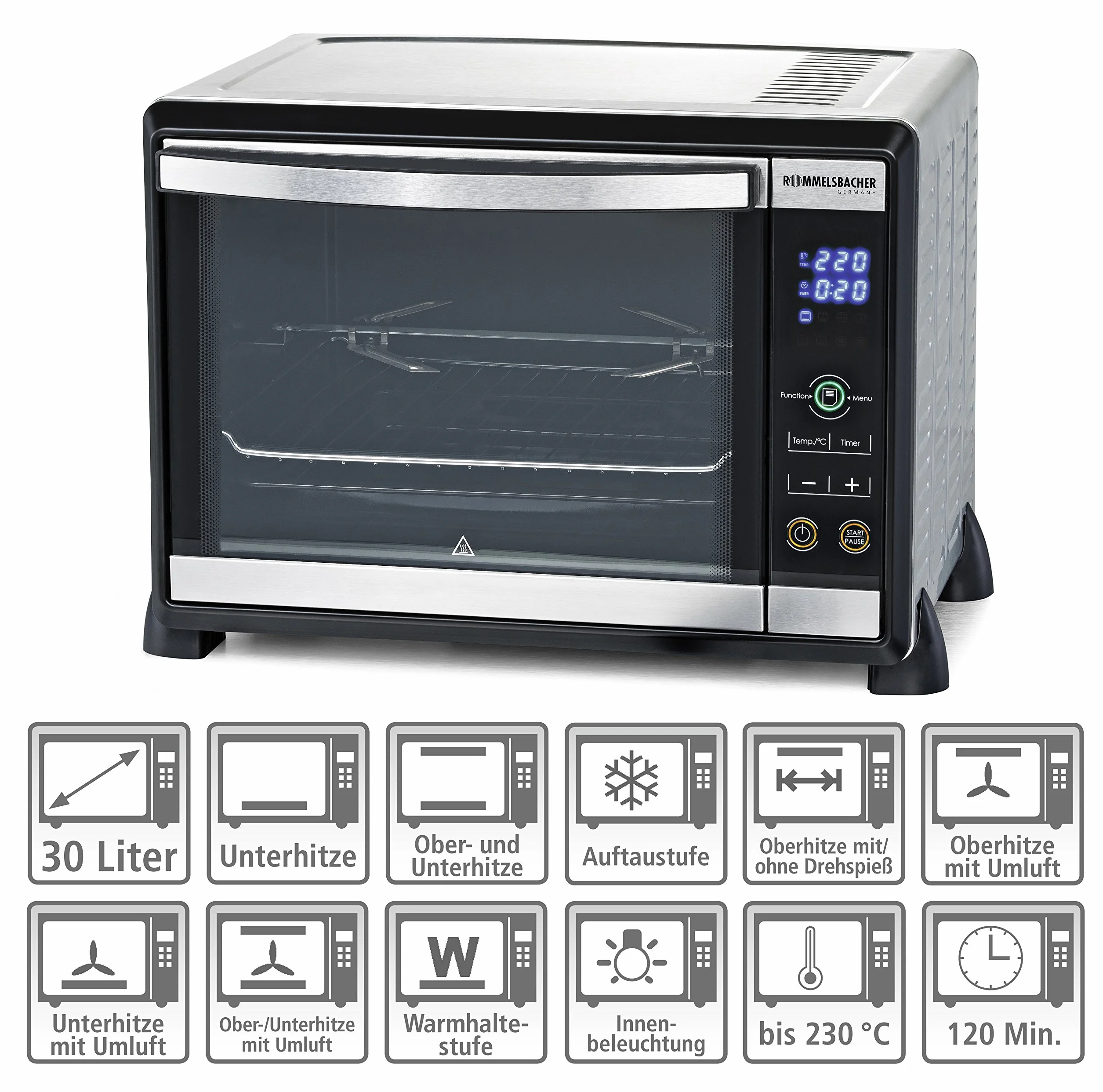 Rommelsbacher BG 950 Speedy mini piekarnik 30 l stal nierdzewna