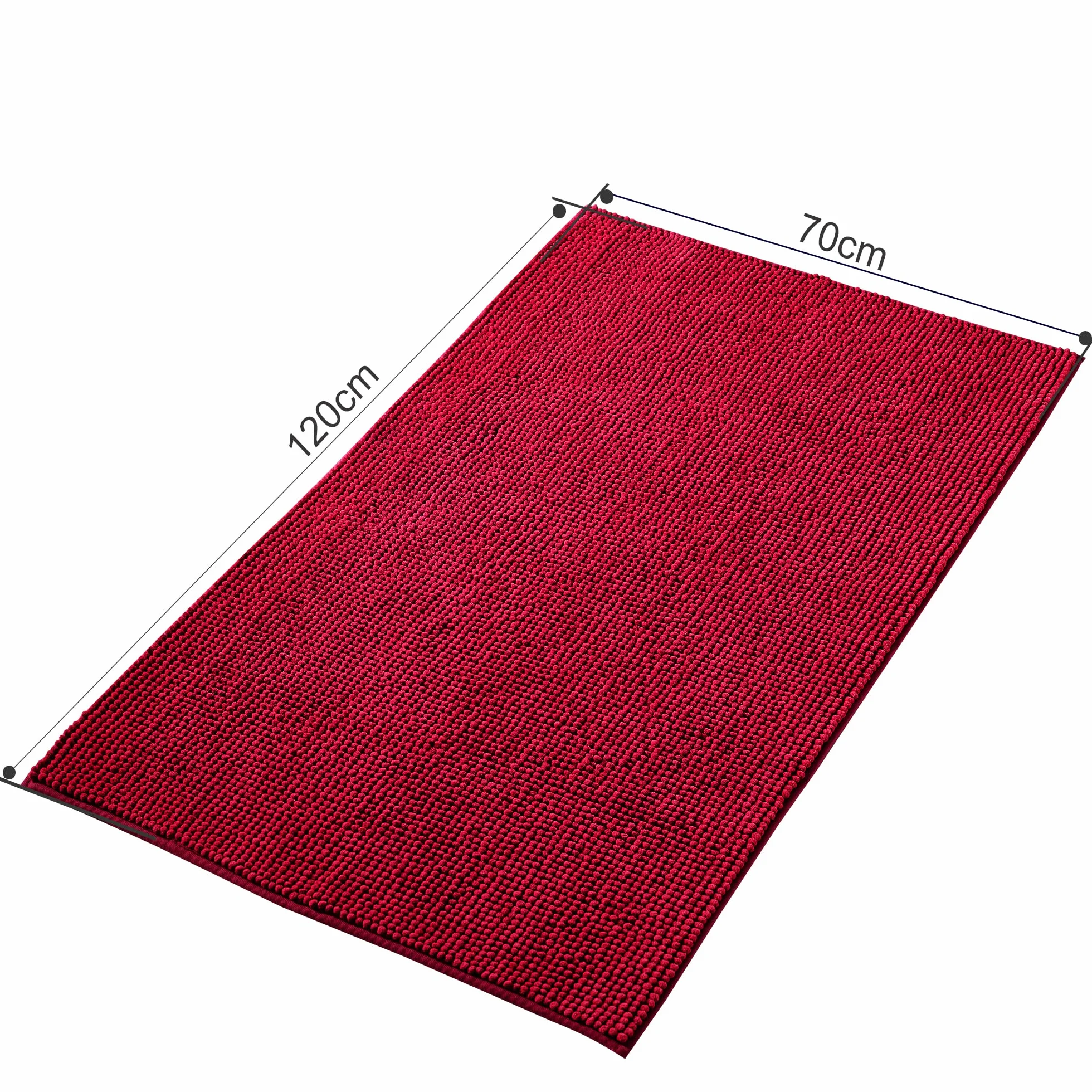 Mata łazienkowa antypoślizgowa Chenille 70x120 cm czerwona