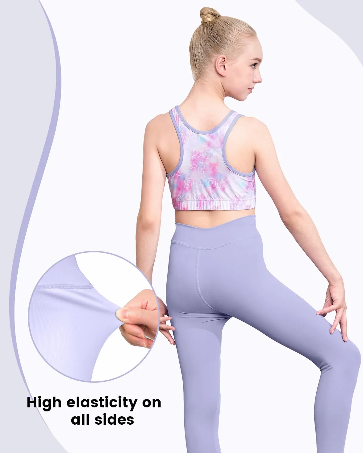 JiAmy Dziewczęce legginsy do jogi dziewczęce legginsy sportowe biustonosze treningowe zestaw dla dzieci siłownia crop tank top odzież sportowa zestaw dla 5-12 lat