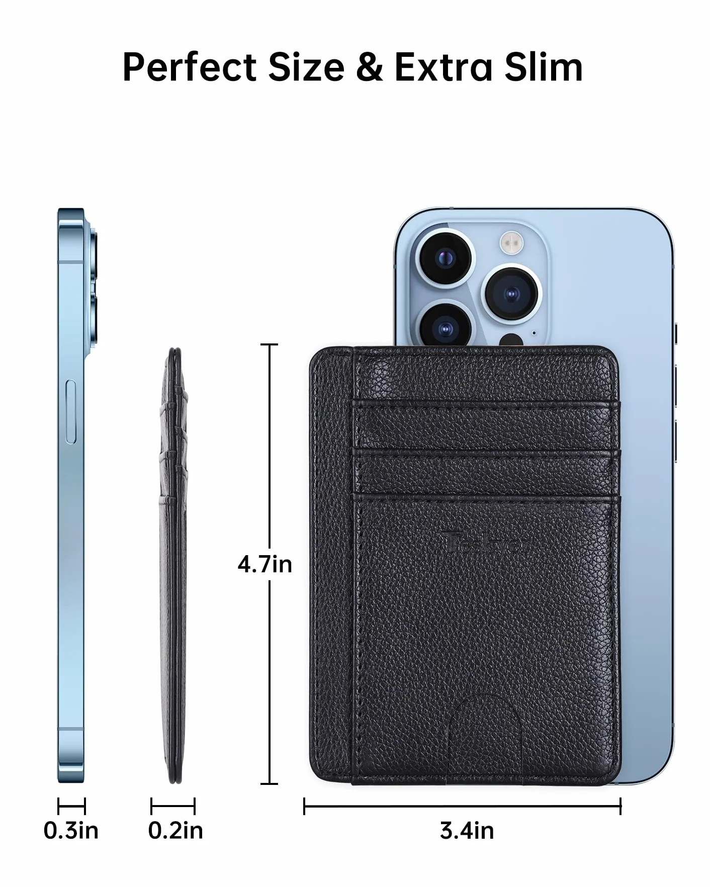 Teskyer Portfel na karty RFID Slim Czarny 11.7 x 8.1 x 1 cm