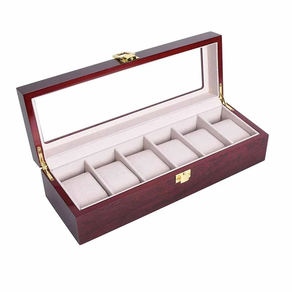 Sprzedam pudełko na zegarek Organizer na zegarki 12 kratek Drewniane etui do przechowywania zegarków Pudełko do przechowywania biżuterii Organizer na kolekcję biżuterii (Kolor: D) (E)