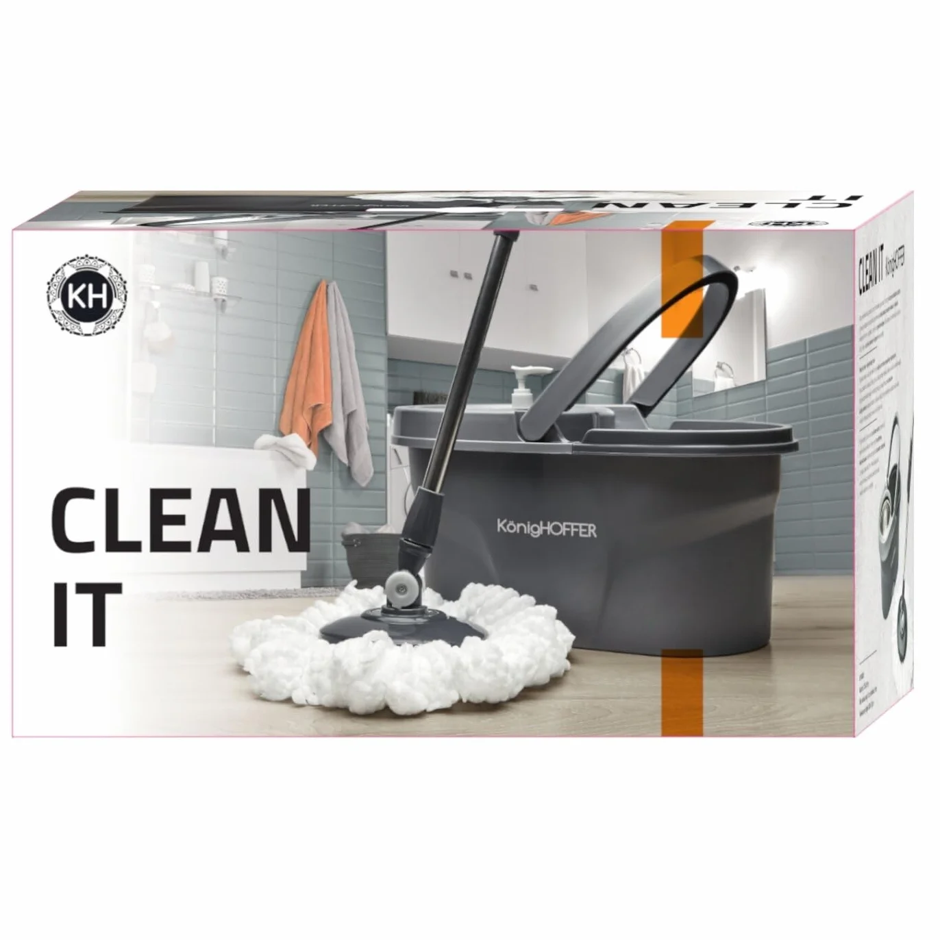 KonigHOFFER Clean It Wiadro plastikowe z mopem obrotowym zestaw