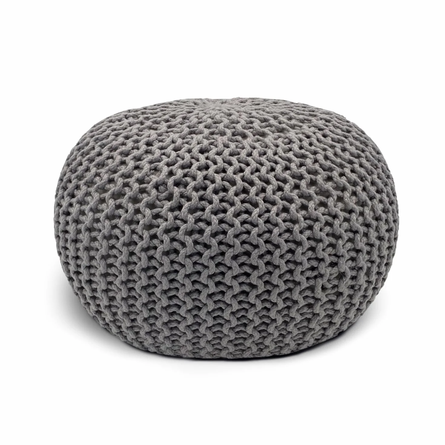 Casamia Puf Ø 55 cm Taboret z Dzianiny Pufa Poduszka Podłogowa Outdoor Szary Srebrnoszary