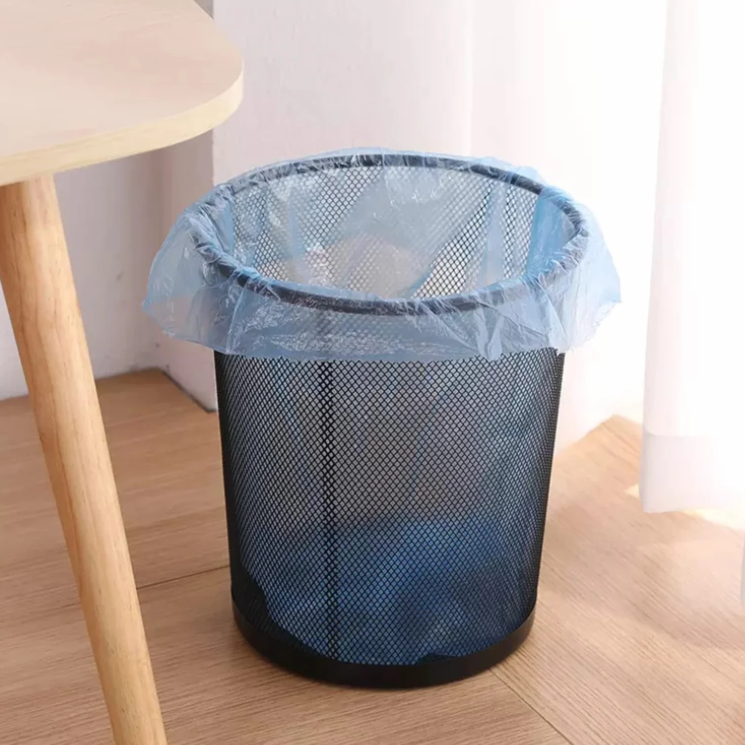 Kosz na śmieci z siatki metalowej 10 litrów czarny Ø23,5 x 27 cm, kosz na śmieci do łazienki, kuchni, organizera na biurko, biuro, recykling