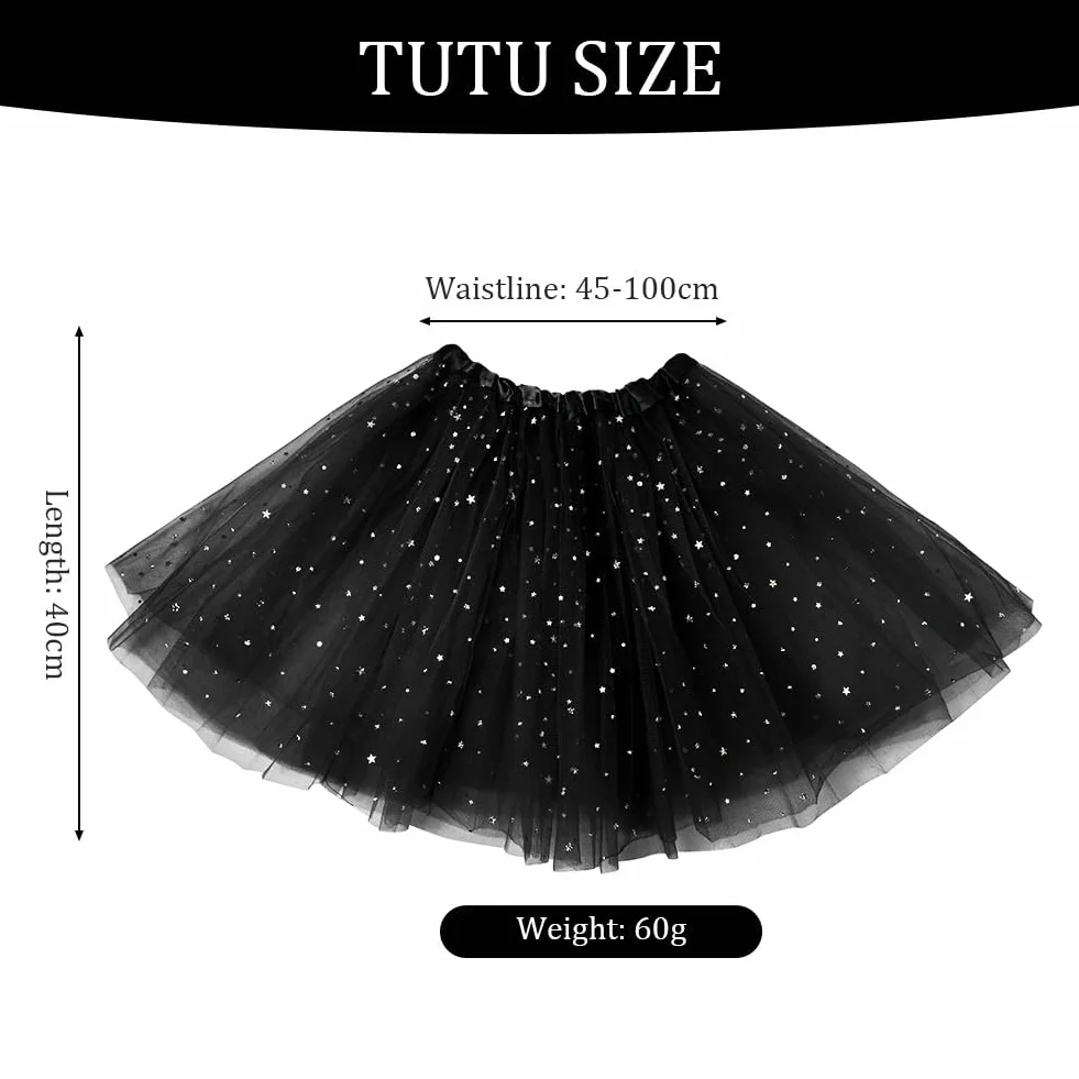 Damska klasyczna spódniczka tutu, elastyczna 3-warstwowa spódnica z tiulu, spódnica baletowa z tiulu, halka na karnawał, imprezę tematyczną, balet, taniec, przebranie, kostium na Halloween