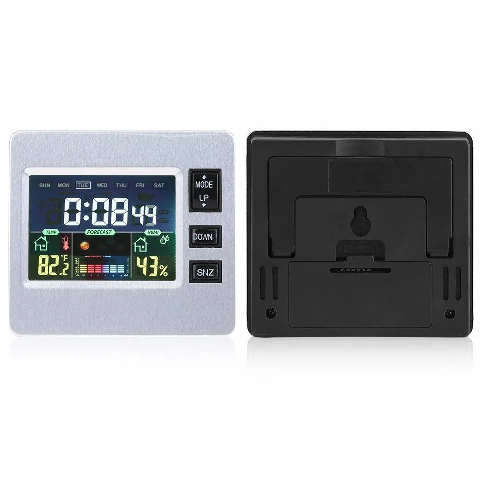 Yosoo LCD cyfrowy budzik prognoza pogody zegar wilgotność temperatura wyświetlacz termometr higrometr Monitor stacja pogodowa do biura domowego