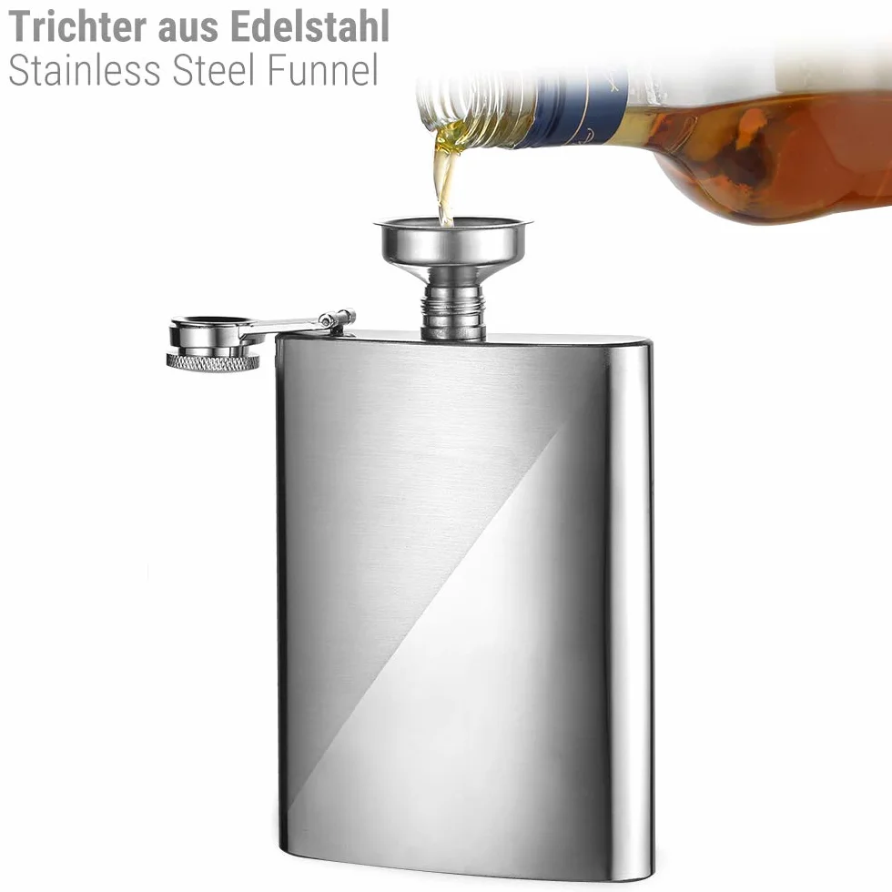Ecooe piersiówka ze stali nierdzewnej 227 ml zestaw do whisky z lejkiem i torebką