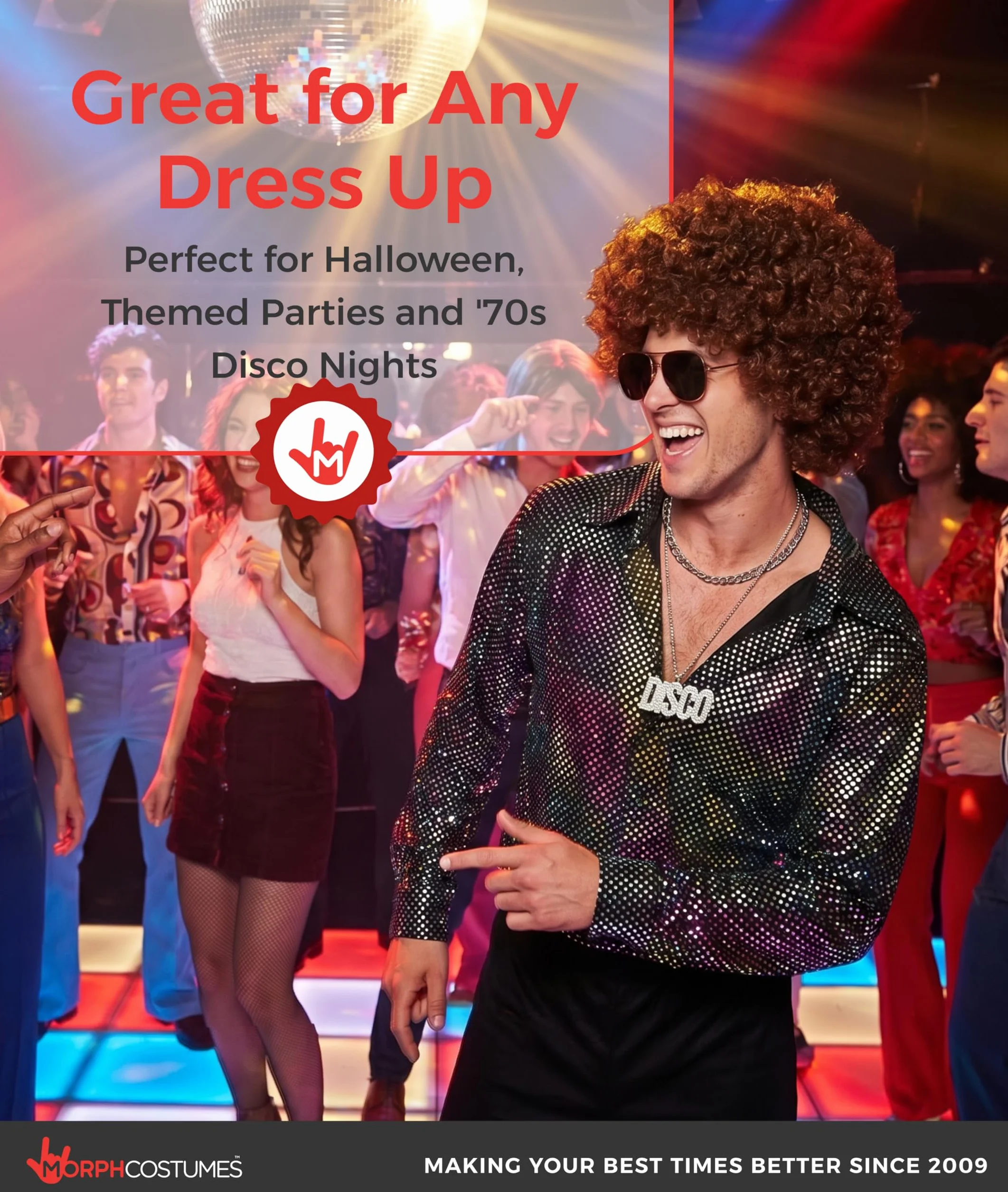 Morph Koszula Disco dla Dorosłych Mężczyzn - Opalizujący Srebrny Wzór w Kropki z Guzikami z Przodu