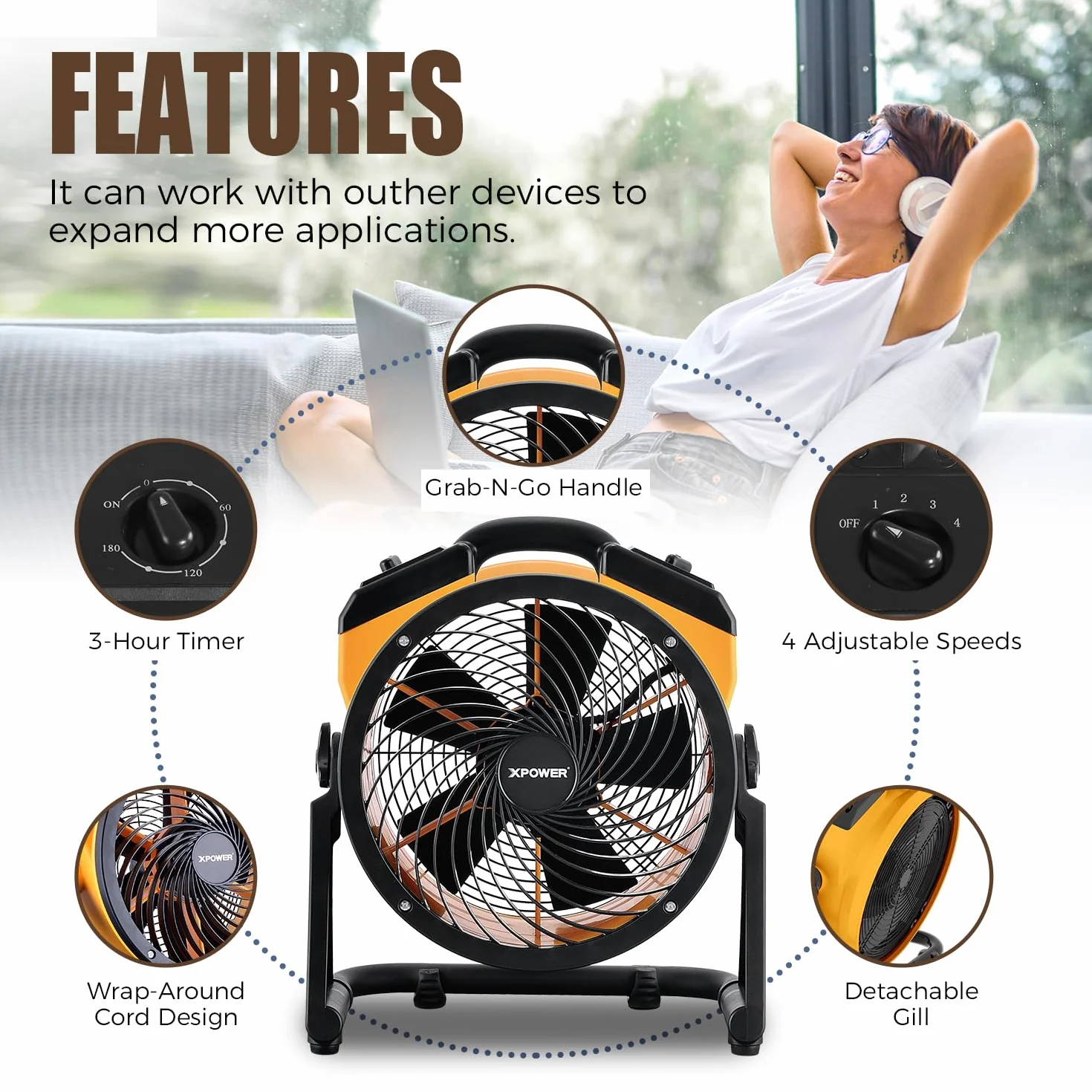 XPower FC-100 900 CFM Wentylator Podłogowy Przemysłowy Cyrkulator Powietrza