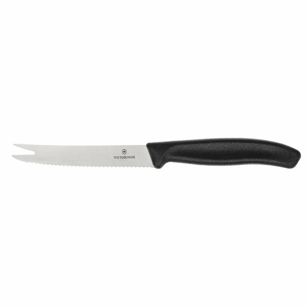 Victorinox Swiss Classic nóż do sera i kiełbasy, ostrze faliste, czarny