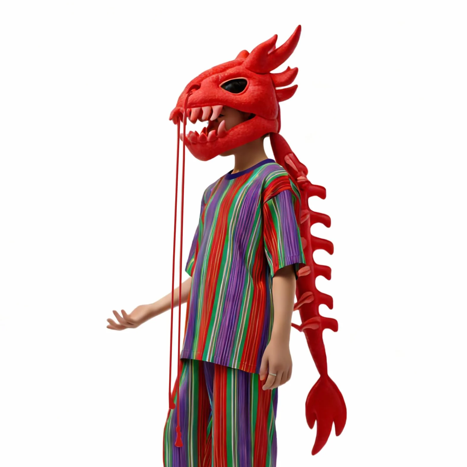 Genérico Pluszowy Szkielet Kostium Dinozaura - Uzupełnienie 3D Czaszki I Kręgosłupa | Realistyczny i Ubieralny Kostium Dinozaura - Na Halloween Imprezy i Eventy