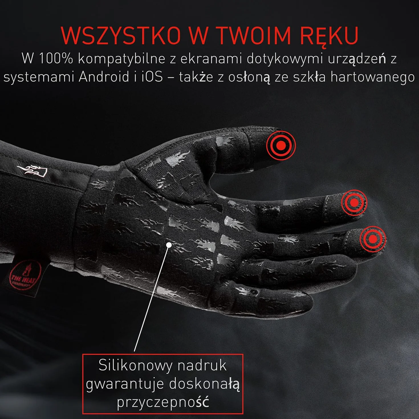 THE HEAT COMPANY - MERINO LINER PRO - wkładki do rękawic - rękawiczki z wełny merynosów - jakość premium - rękawiczki z ekranem dotykowym - damskie i męskie - rękawiczki sportowe - czarne