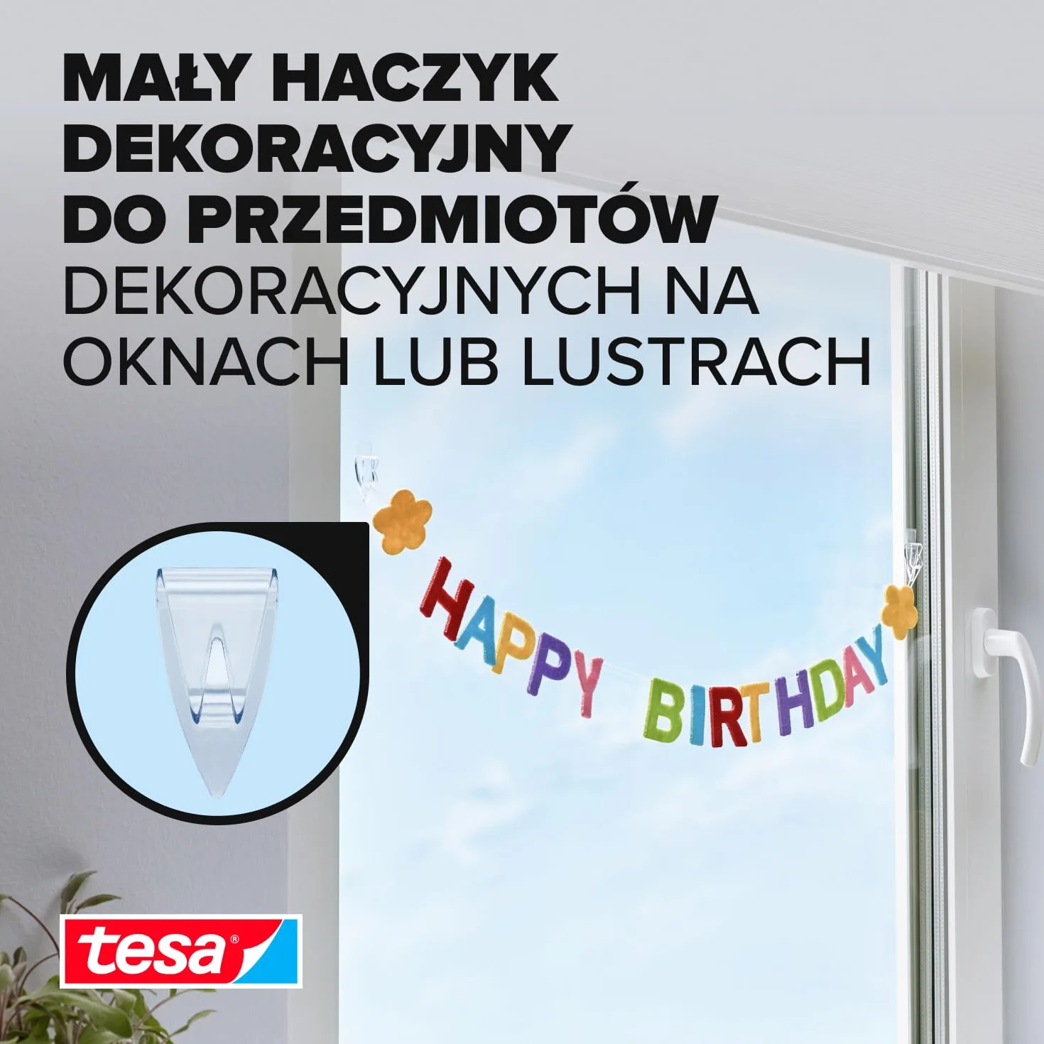 Tesa Haczyki Samoprzylepne do Dekoracji, Przezroczysty, 5 Sztuk