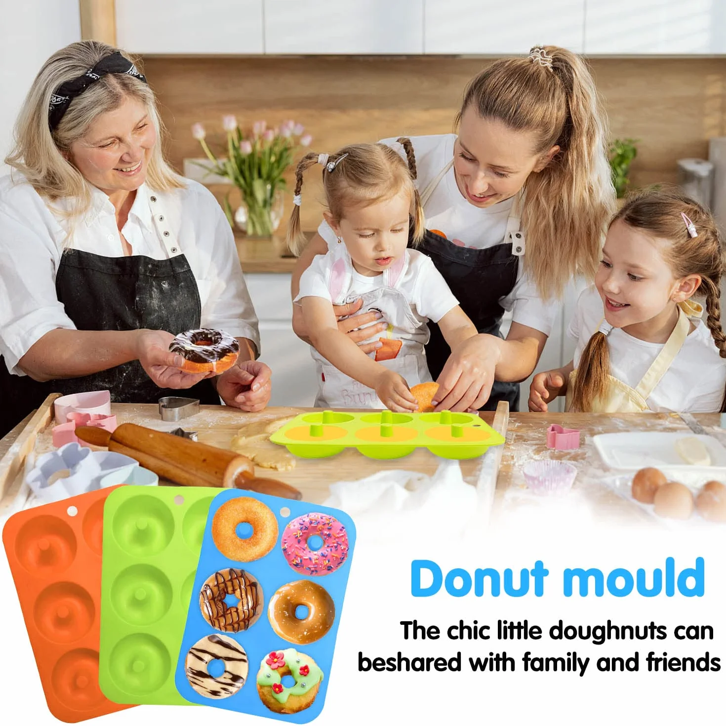 Forma na pączki i bajgle Lovesmile 6 przestrzeni żel krzemionkowy 3 kolory