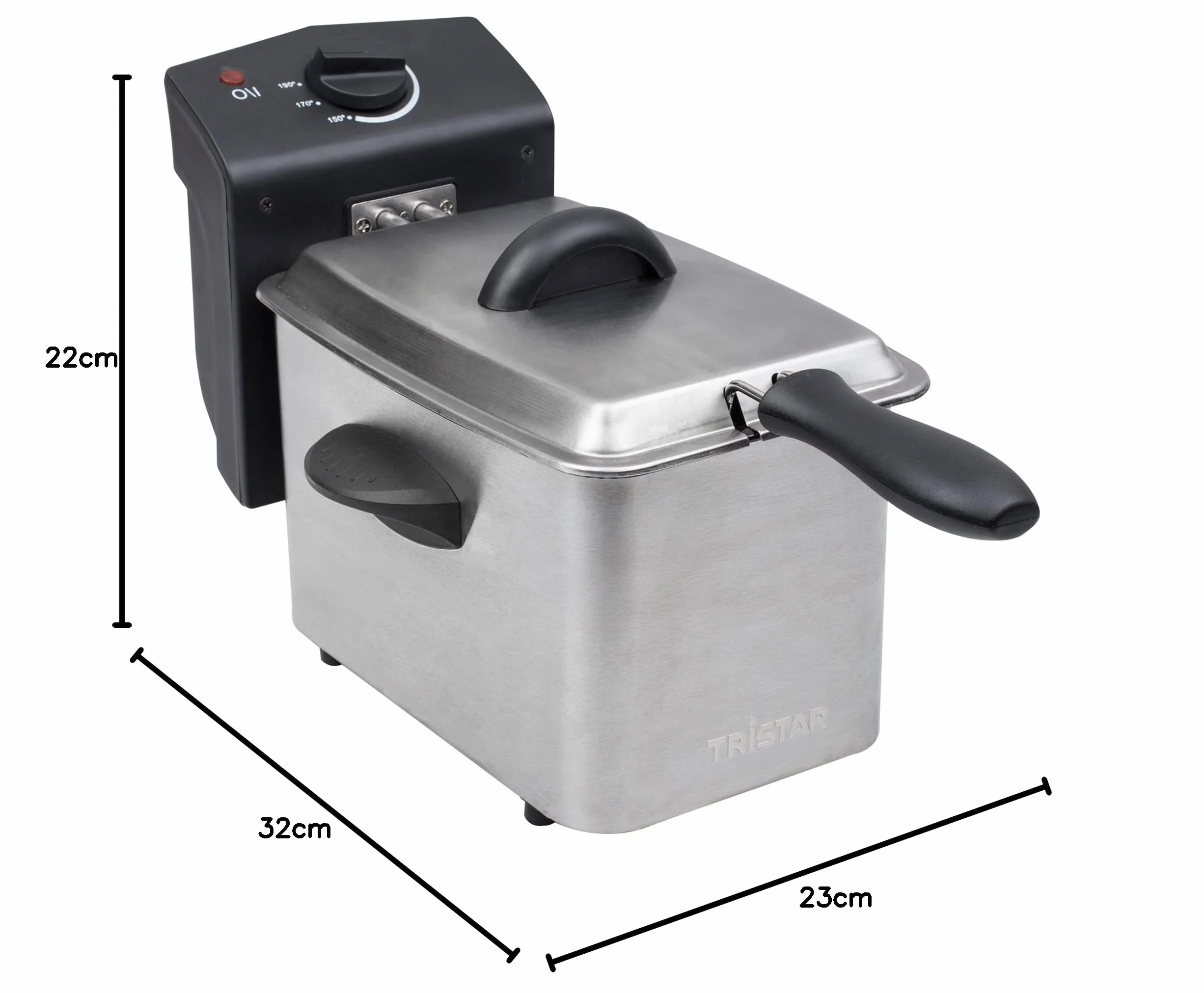 Tristar FR-6919 Frytkownica ze Stali Nierdzewnej 2 L Regulowany Termostat 190°C Srebrny