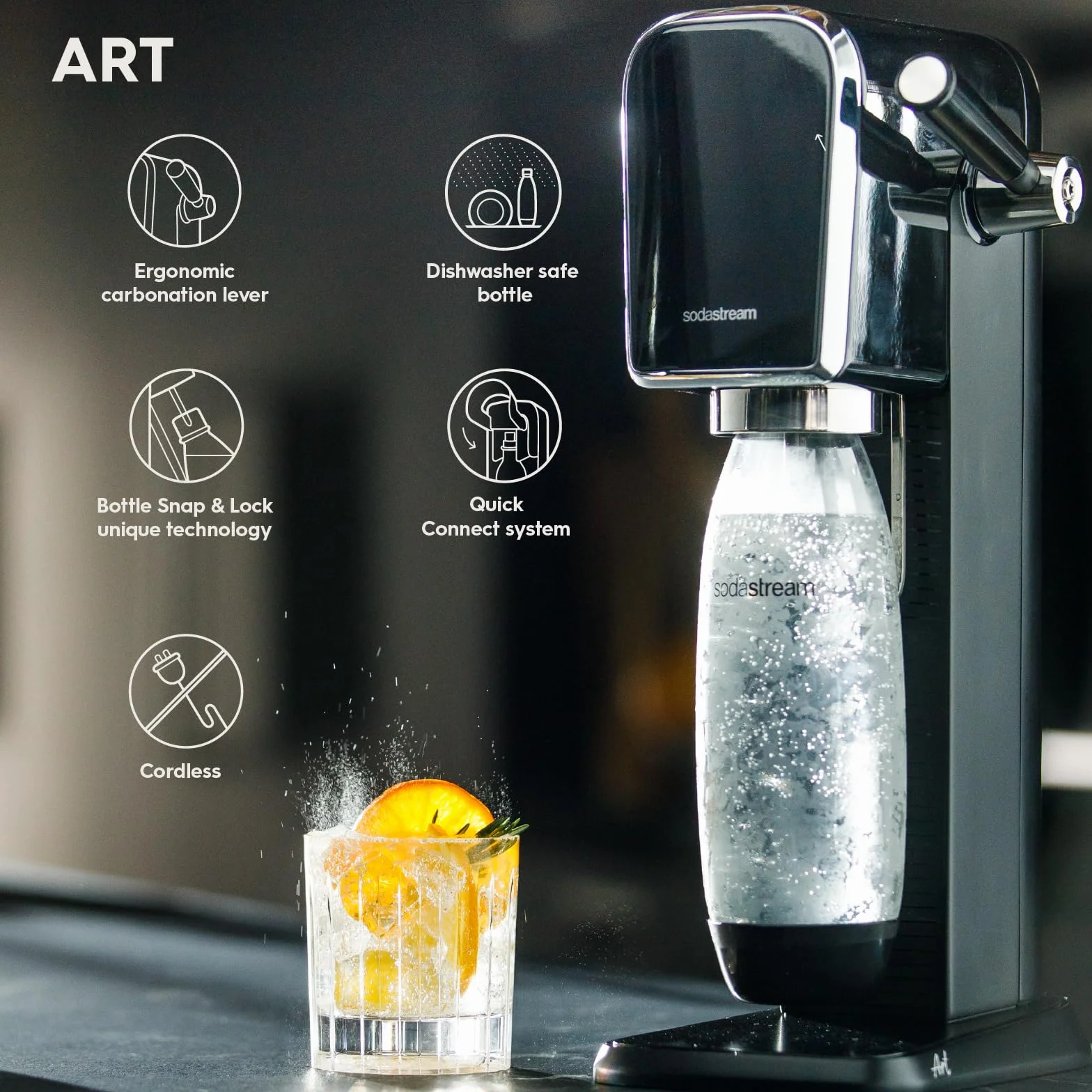 Sodastream Art Saturator, Czarny, 1 l