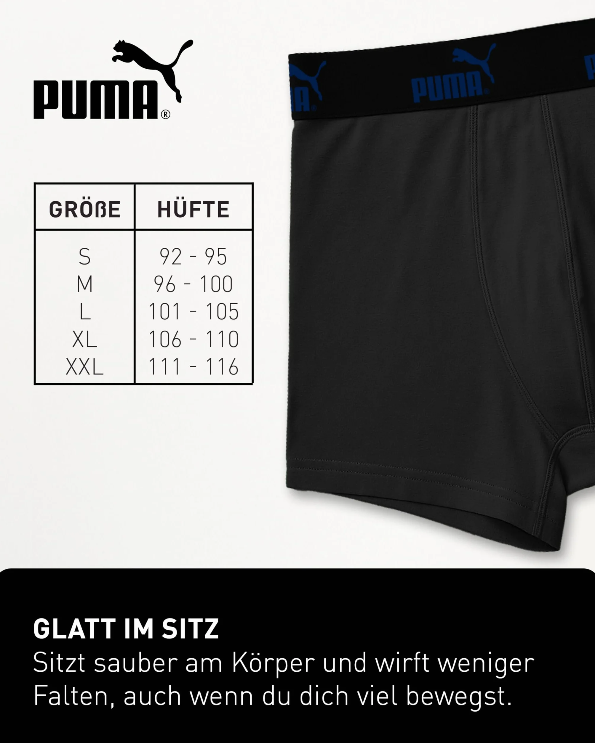 PUMA Bokserki męskie, 6 sztuk, Basic Black Limited Edition