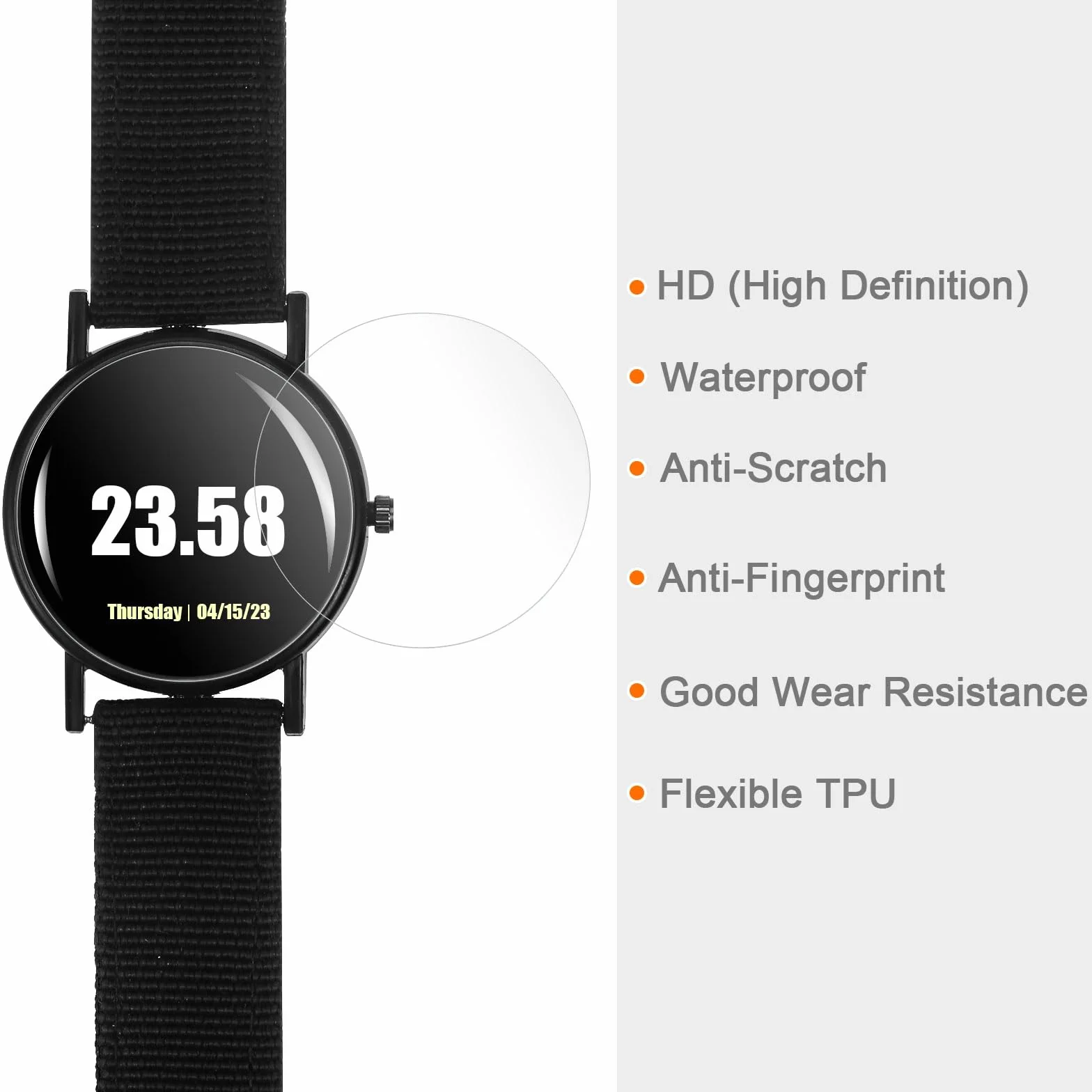 QUARKZMAN 2 sztuki folii ochronnych na wyświetlacz 32 mm HD High Definition, odporne na zarysowania, wodoodporne, ultra cienkie, TPU, uniwersalne, ochrona ekranu smartwatcha, z tkaniny, naklejki,