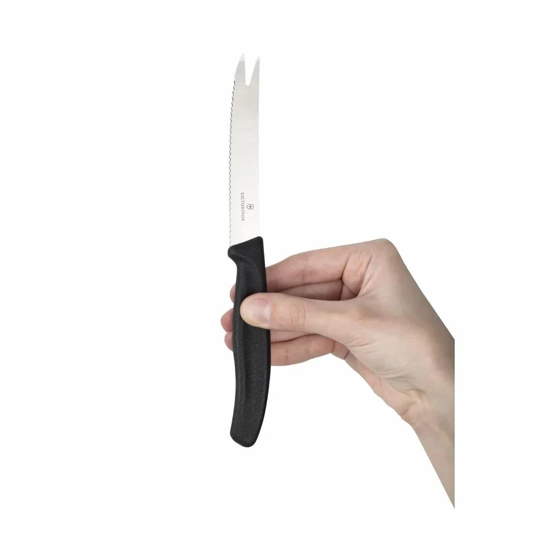 Victorinox Swiss Classic nóż do sera i kiełbasy, ostrze faliste, czarny