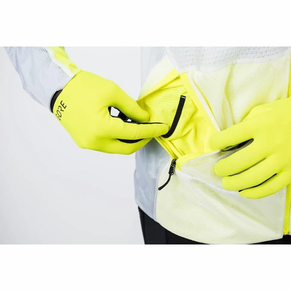 GORE WEAR Drive Męska kurtka do biegania, GORE-TEX INFINIUM, M, Biały/Neonowy żółty