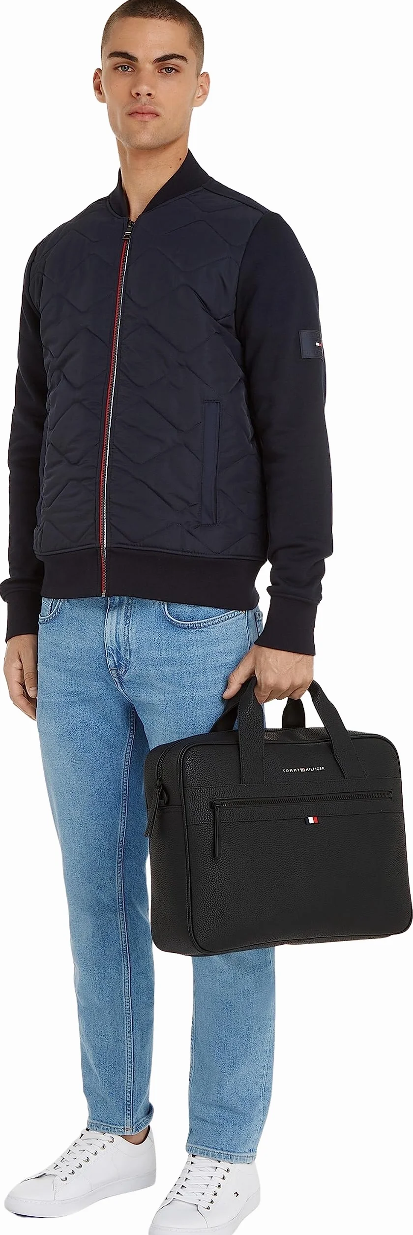 Tommy Hilfiger Mężczyźni Essential Pu Torba na Laptopa, Czarny, 50 x 30 x 10 cm