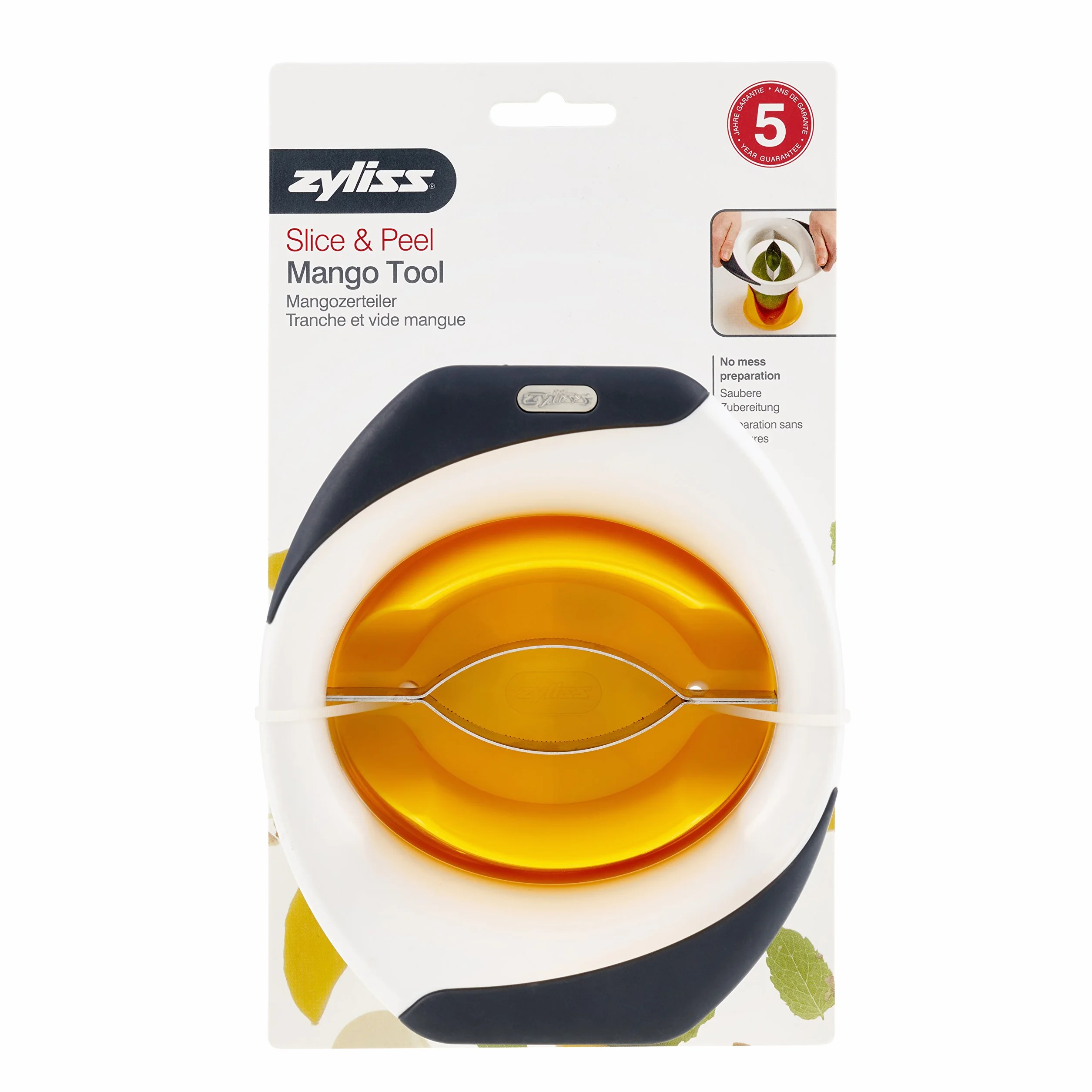 Zyliss E910017 krajalnica do mango, plasterki i obierania, stal nierdzewna/tworzywo sztuczne, biały/szary