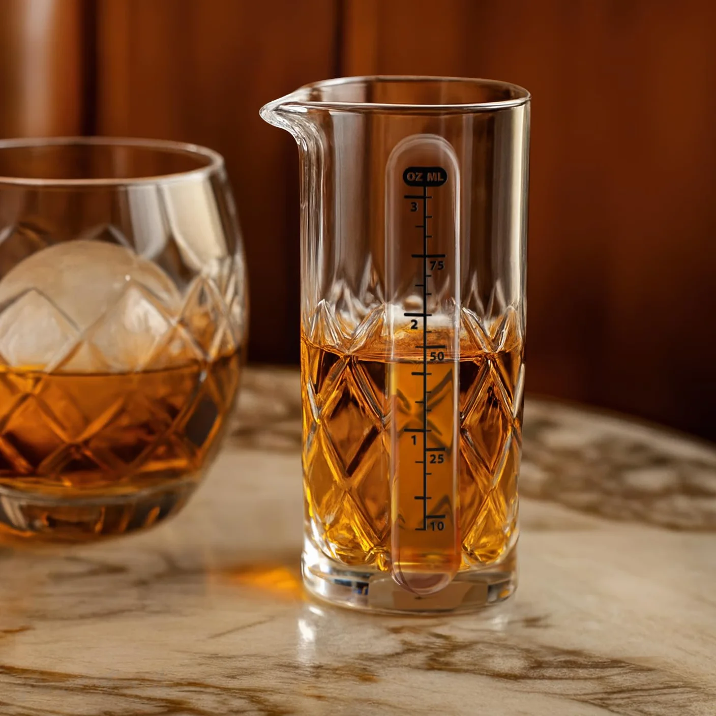 Final Touch Yarai Double Jigger Glass Cocktail Mixing Jug Heavy Duty, kubek z miarką, grube szkło walled – 100 ml