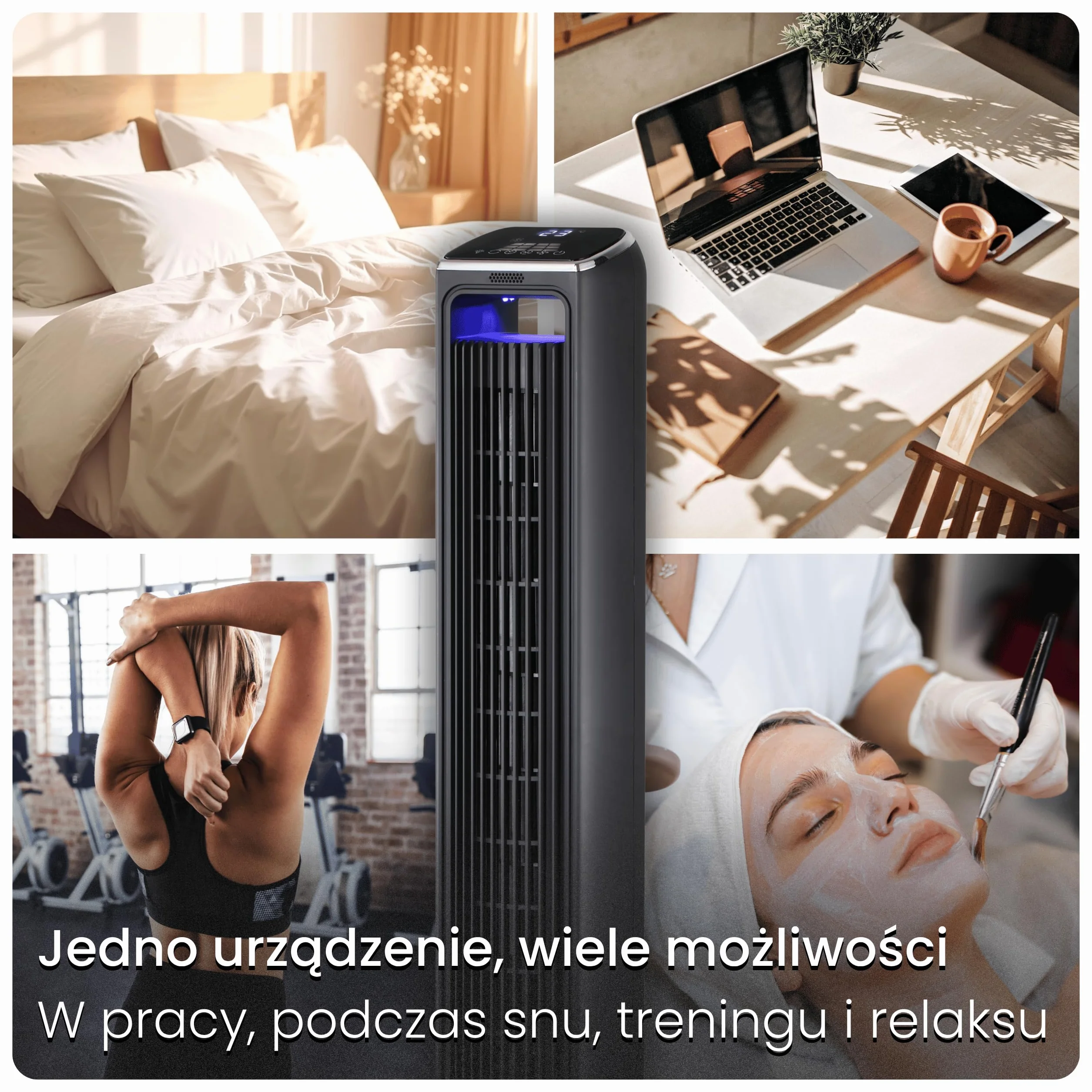 Wentylator kolumnowy 107cm WiFi Tuya Jonizacja Timer 15h Oscylacja 90° Pilot LED