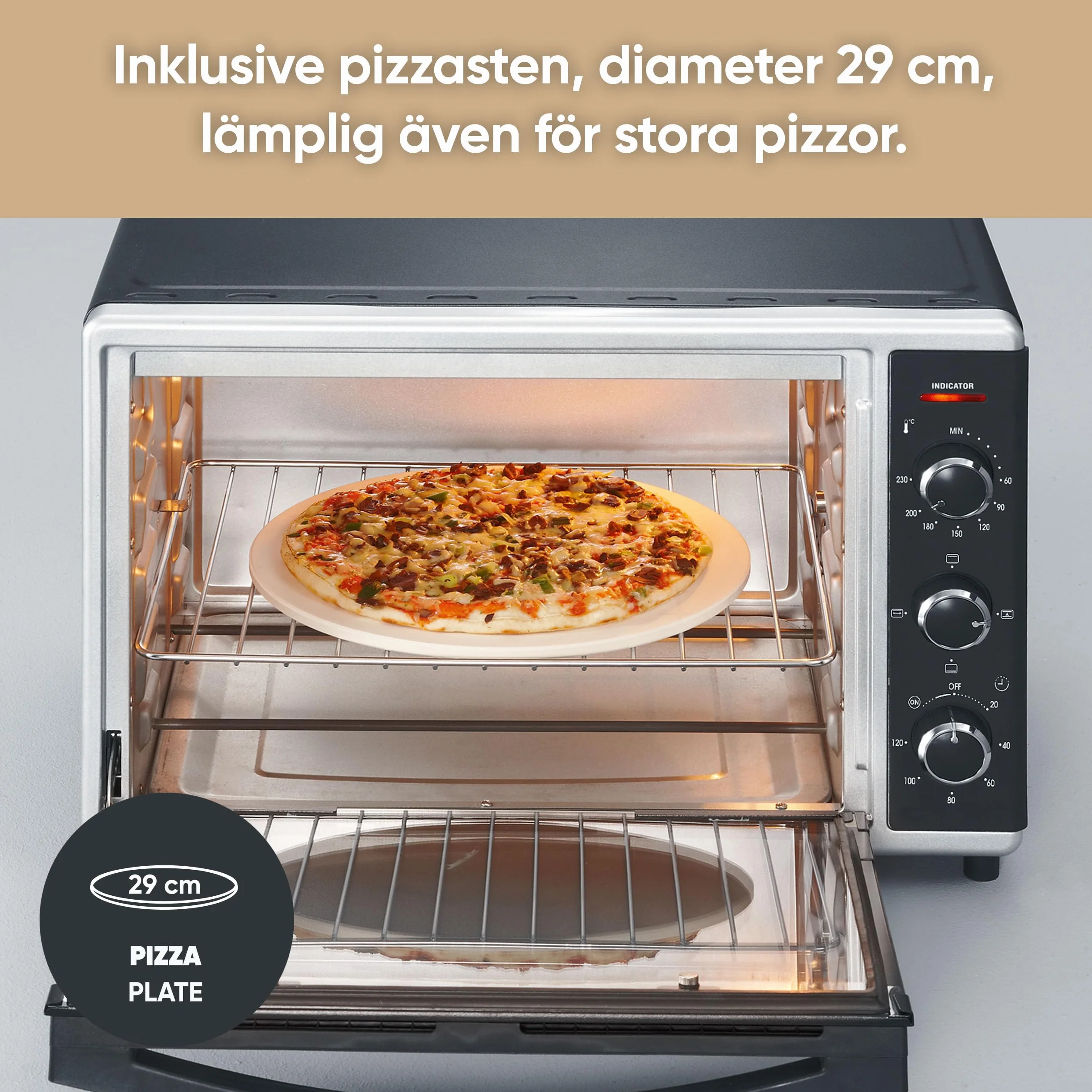SEVERIN Piec do pieczenia i tostów z funkcją termoobiegu, mini piekarnik z rusztem do grillowania, blachą do pieczenia, rożnem obrotowym i kamieniem do pizzy, uniwersalny piec na gorące powietrze o