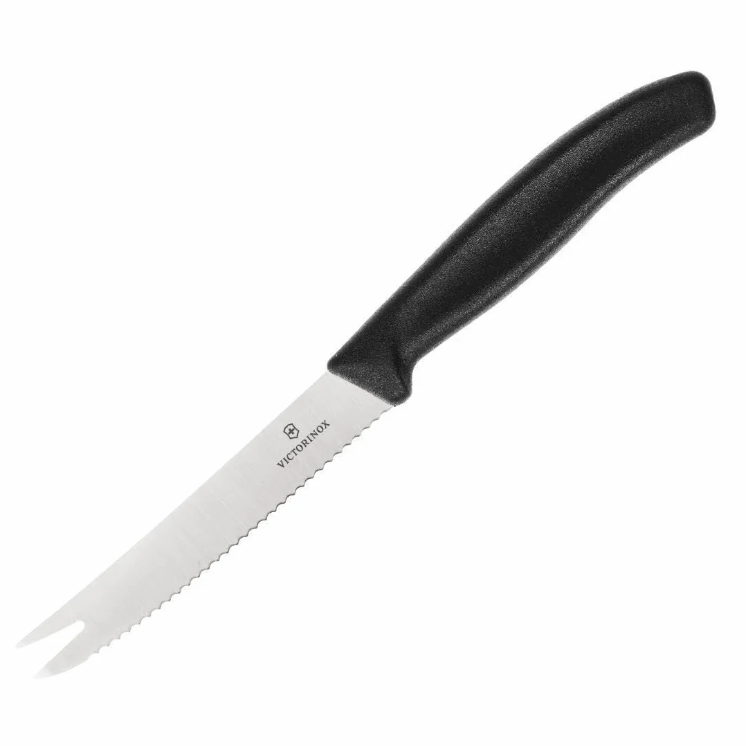 Victorinox Swiss Classic nóż do sera i kiełbasy, ostrze faliste, czarny